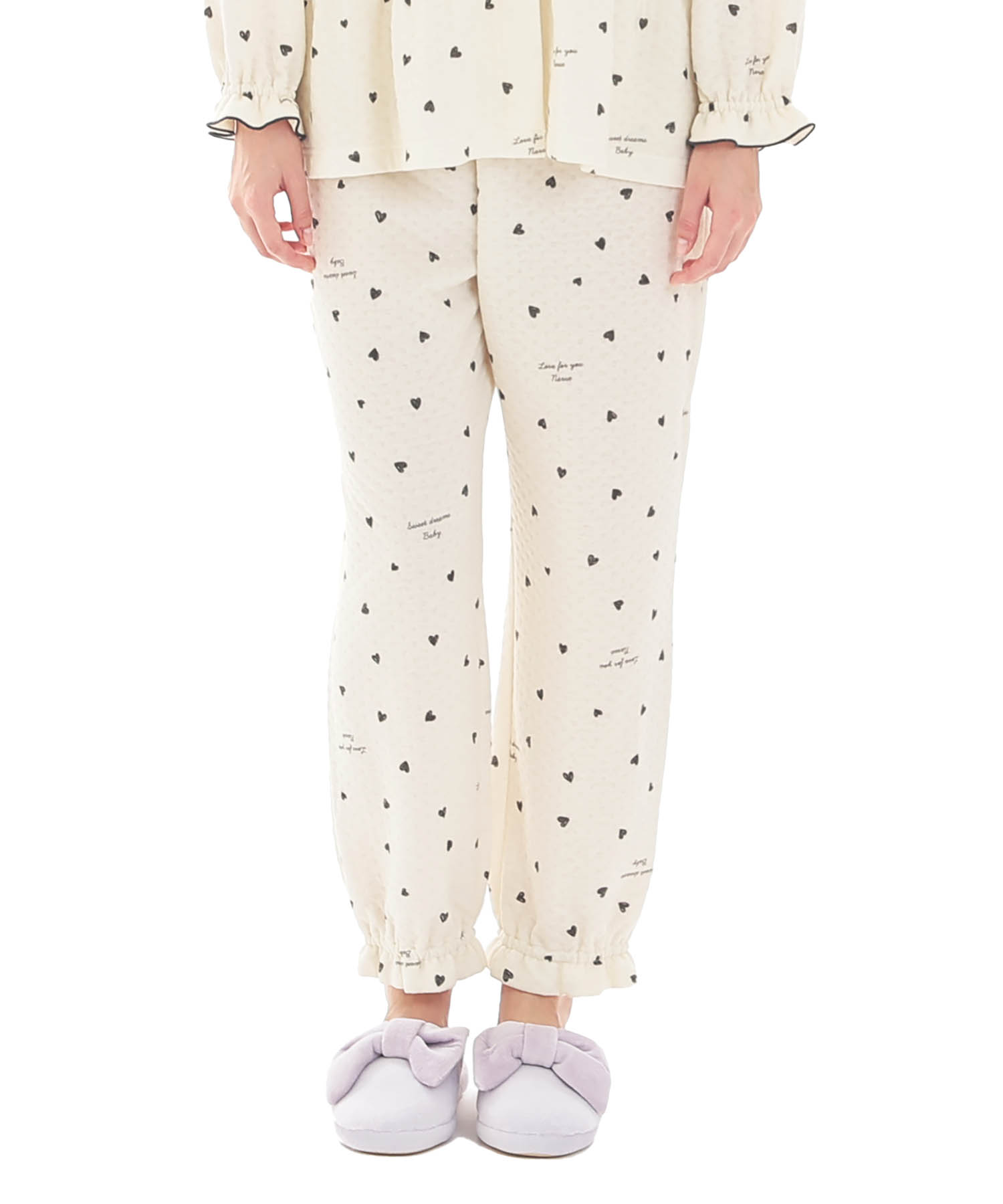 接結（綿入り）ハートシャツパジャマ_パジャマ&ルームウェア-セットアップ_ベージュ_7