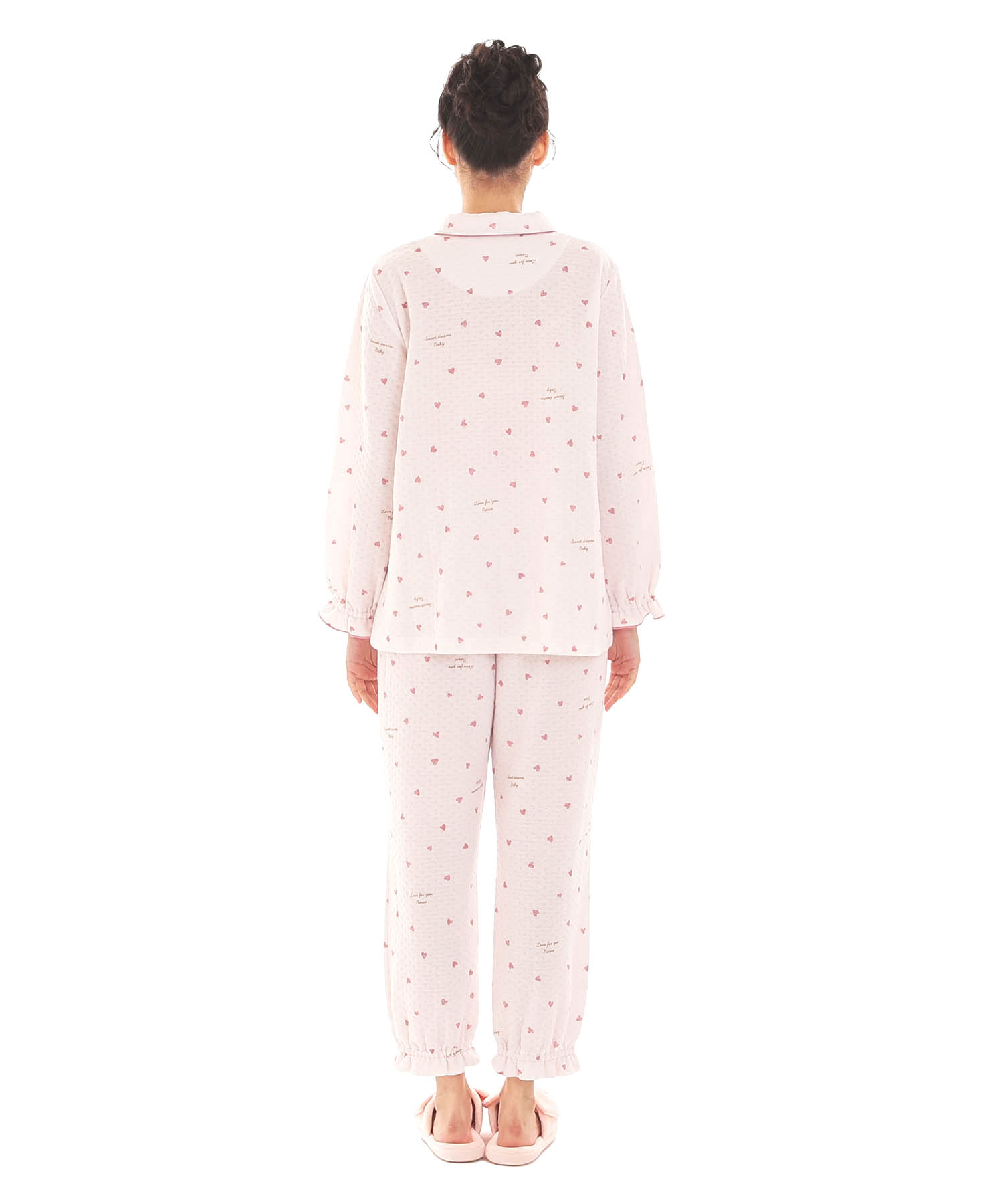 接結（綿入り）ハートシャツパジャマ_パジャマ&ルームウェア-セットアップ_ピンク_9