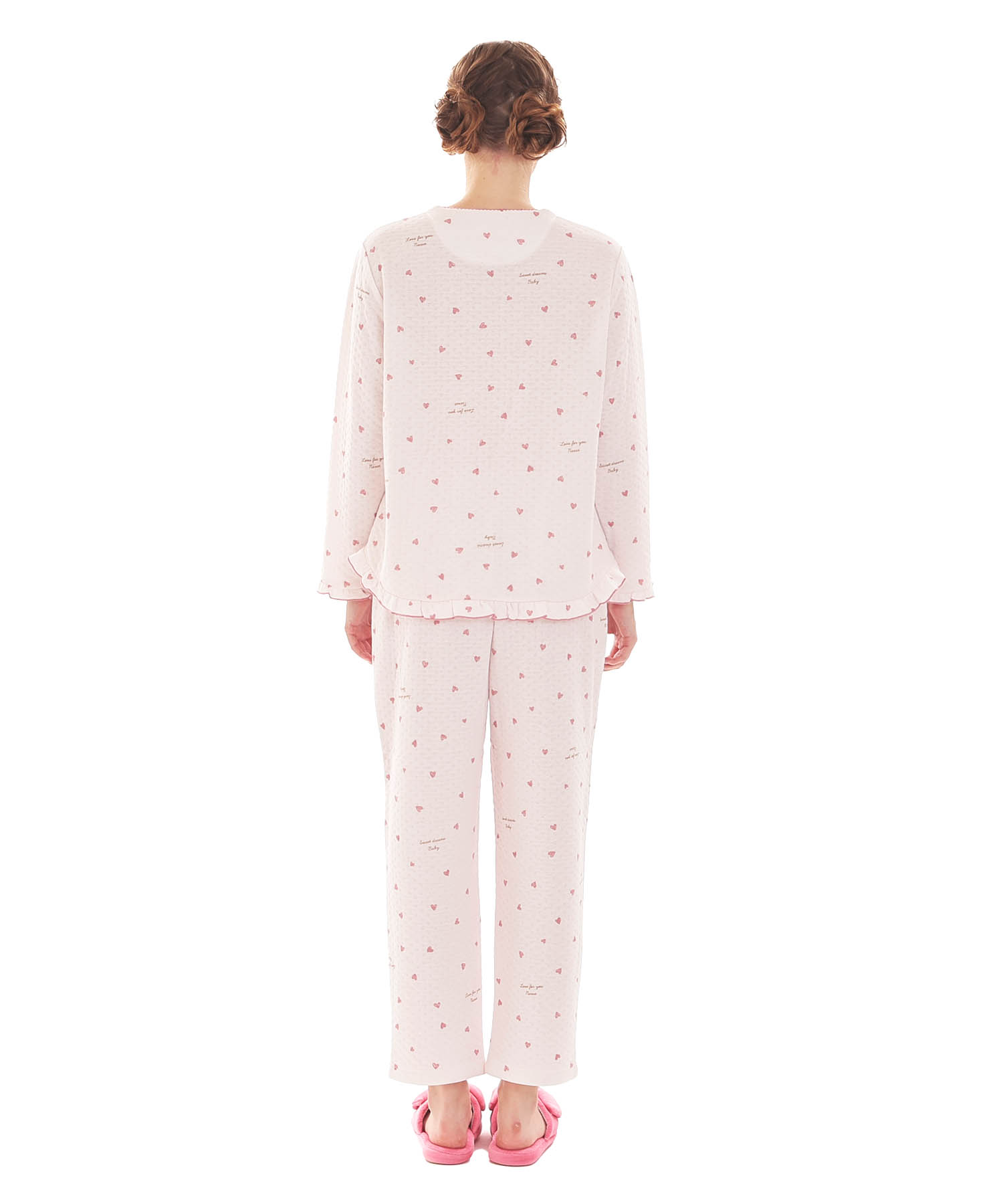 接結（綿入り）ハートフリルパジャマ_パジャマ&ルームウェア-セットアップ_ピンク_7