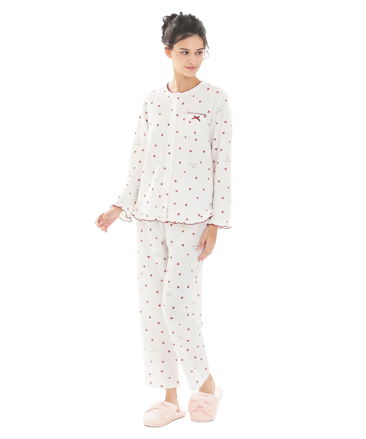 接結（綿入り）ハートフリルパジャマ_パジャマ&ルームウェア-セットアップ_ホワイト_2