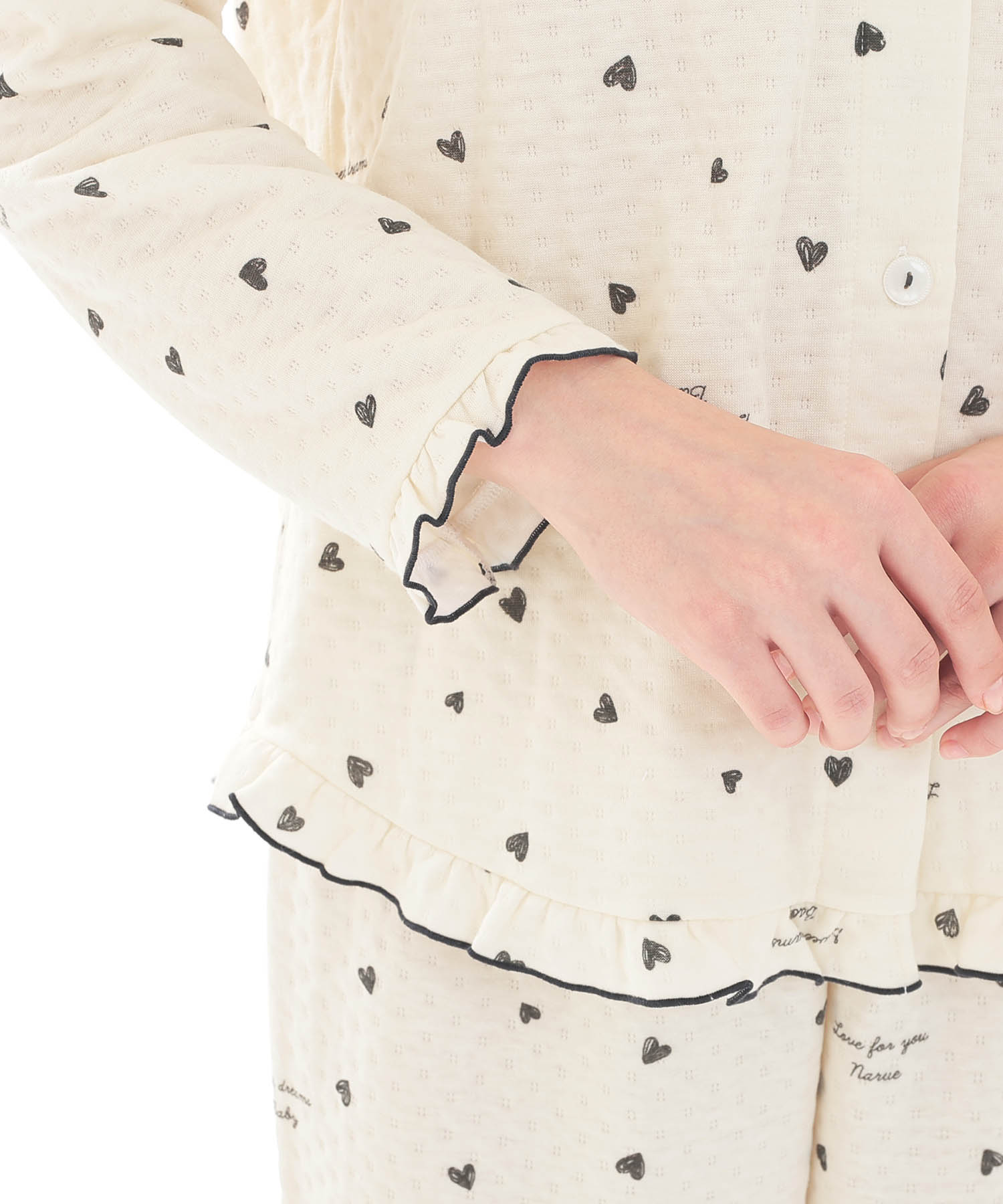接結（綿入り）ハートフリルパジャマ_パジャマ&ルームウェア-セットアップ_ベージュ_5