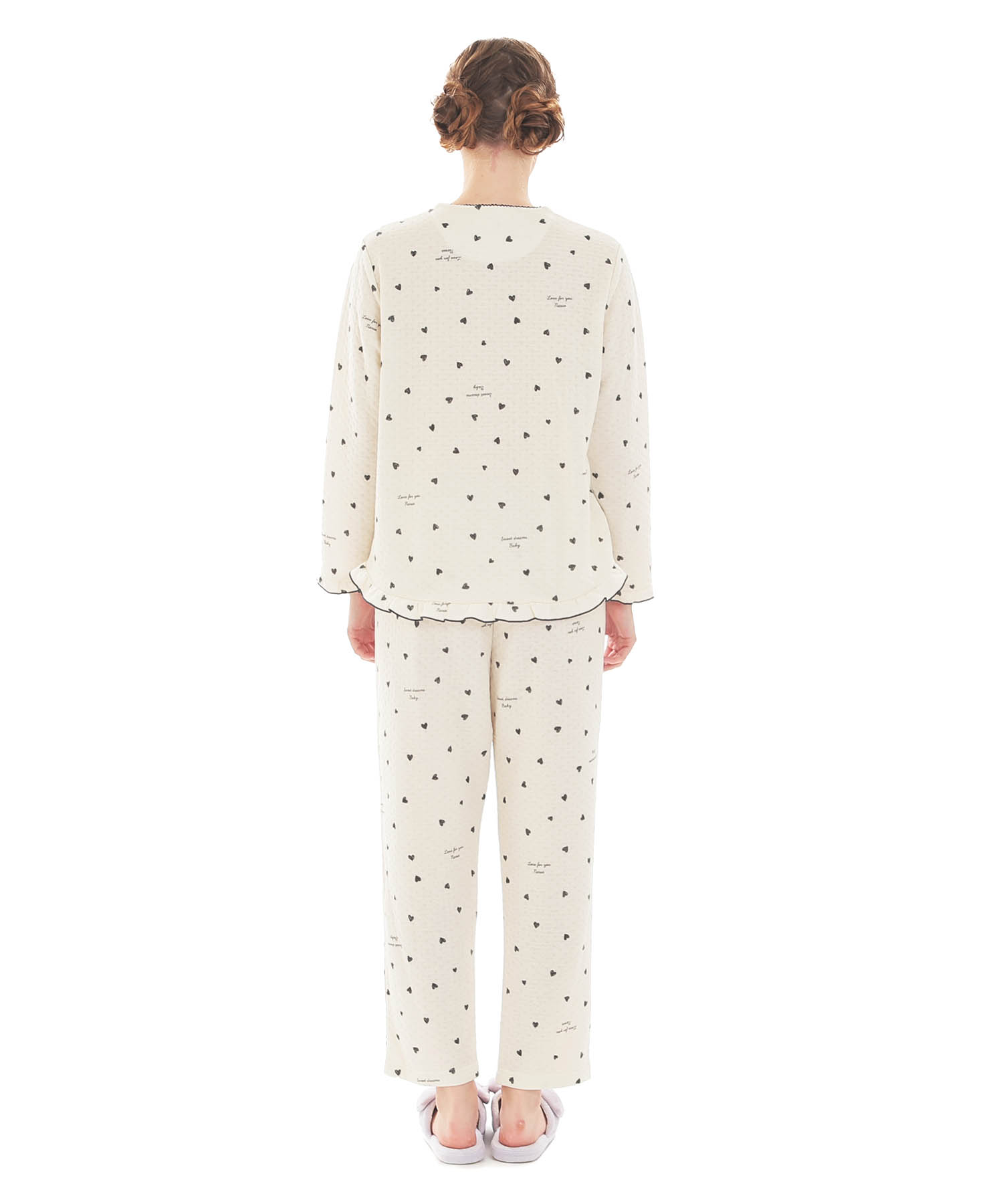 接結（綿入り）ハートフリルパジャマ_パジャマ&ルームウェア-セットアップ_ベージュ_7