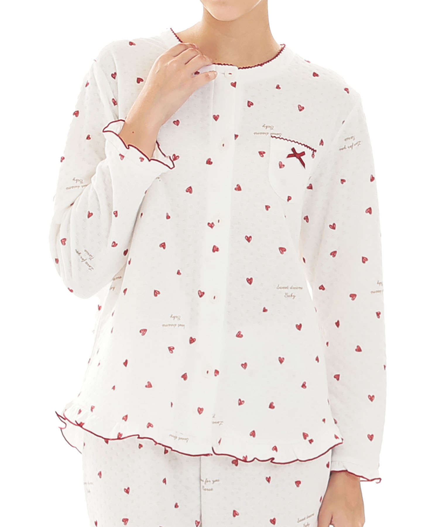 接結（綿入り）ハートフリルパジャマ