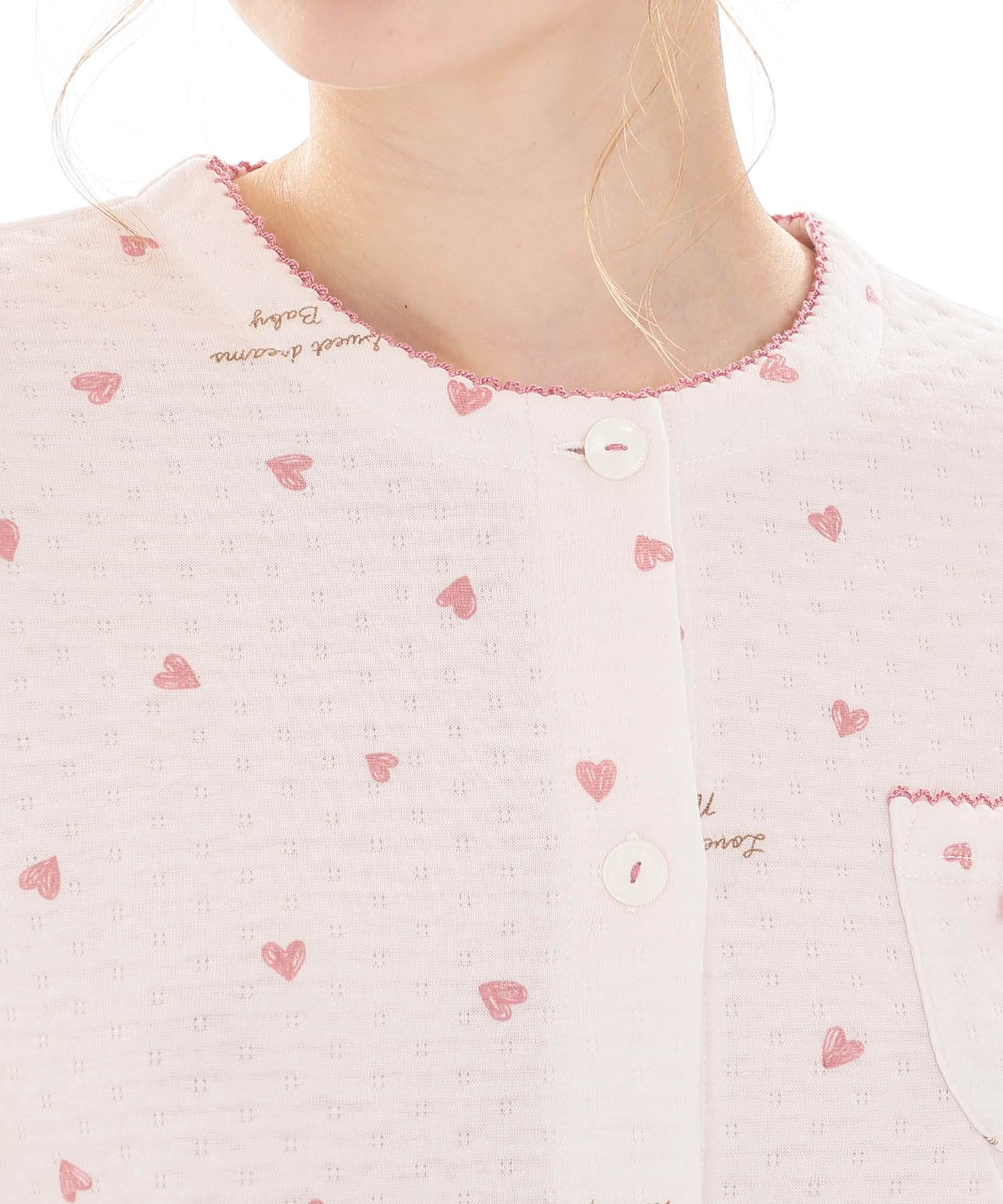 接結（綿入り）ハートフリルパジャマ_パジャマ&ルームウェア-セットアップ_ピンク_3