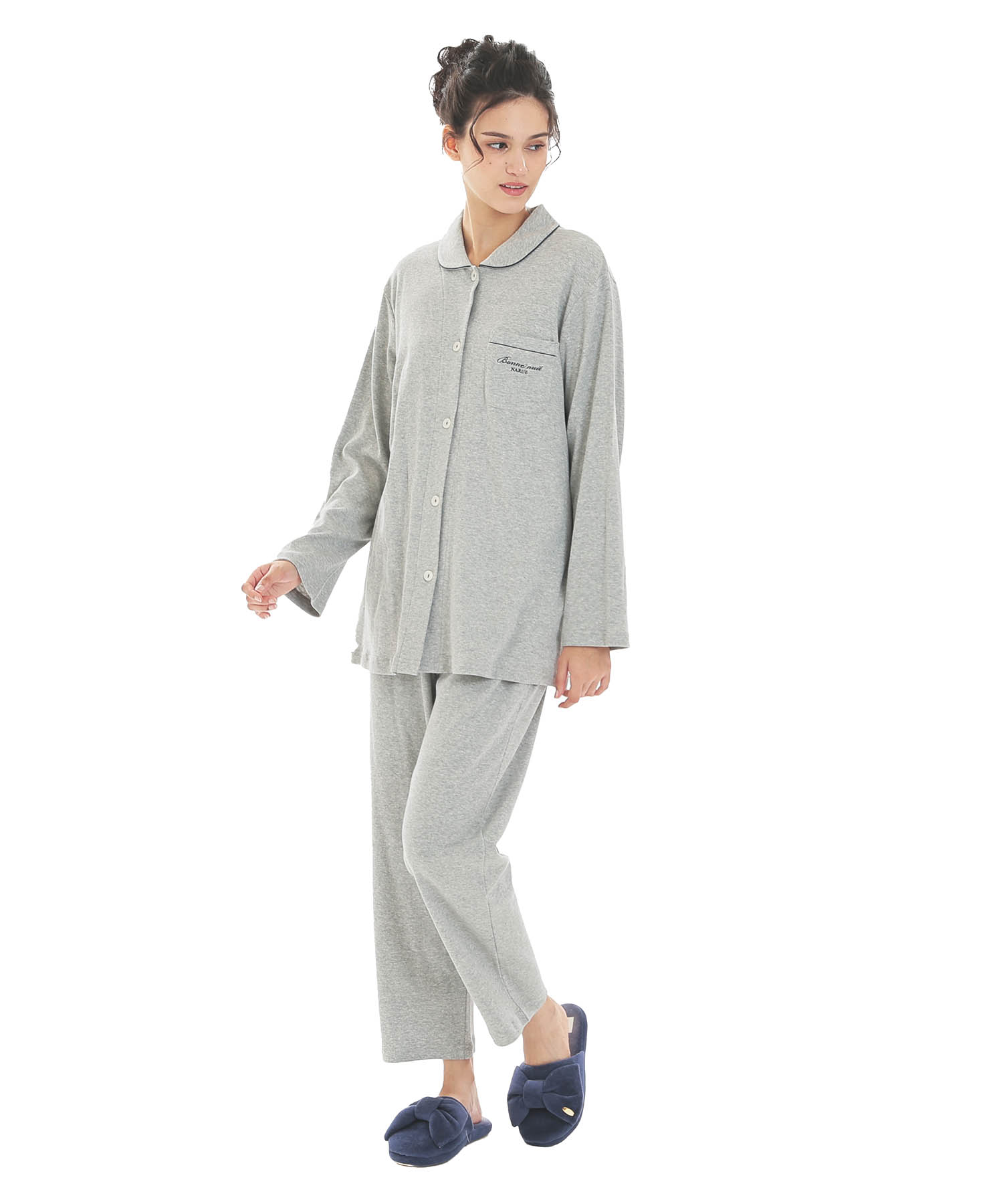 スムースムジシャツパジャマ_パジャマ&ルームウェア-セットアップ_グレー_2