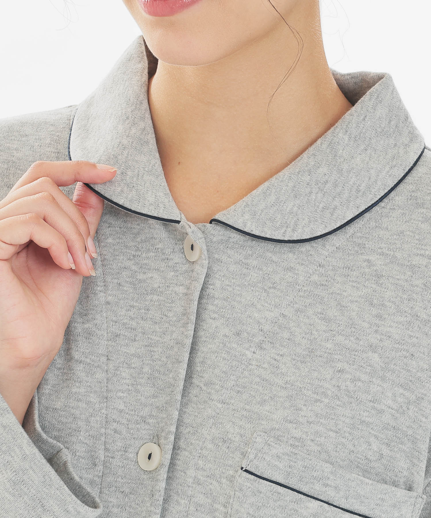 スムースムジシャツパジャマ_パジャマ&ルームウェア-セットアップ_グレー_3