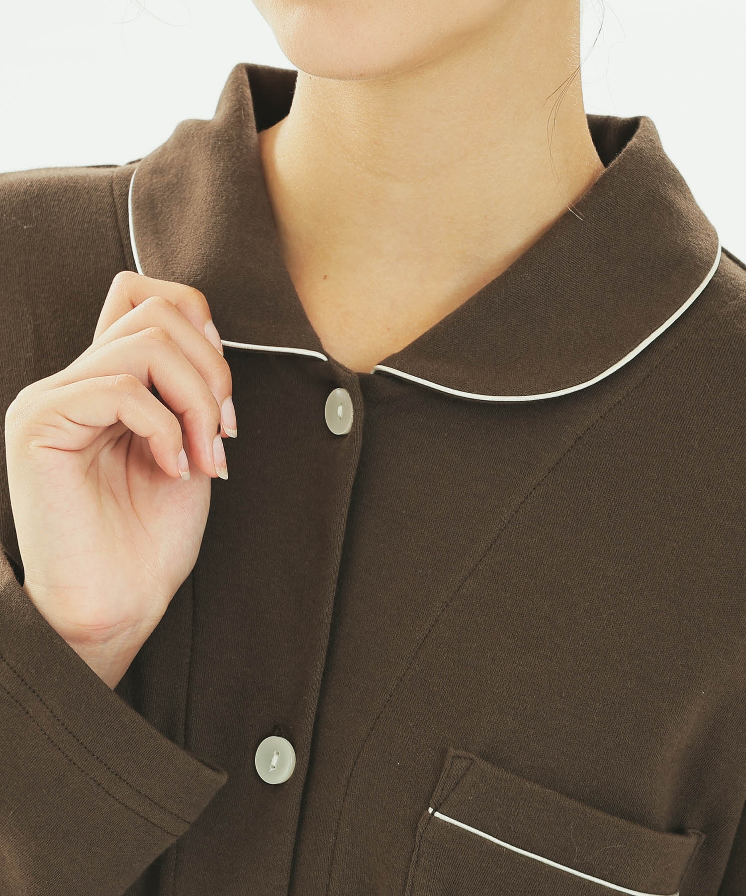 スムースムジシャツパジャマ_パジャマ&ルームウェア-セットアップ_ブラウン_3