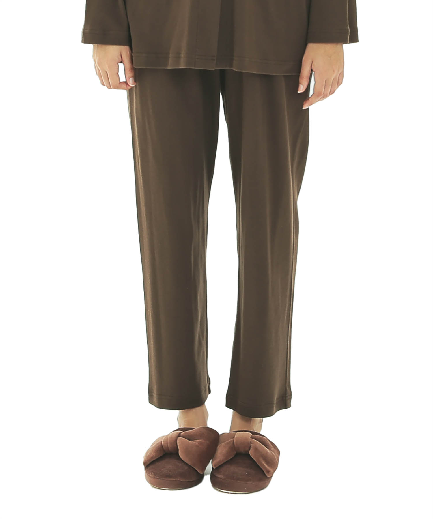 スムースムジシャツパジャマ_パジャマ&ルームウェア-セットアップ_ブラウン_5