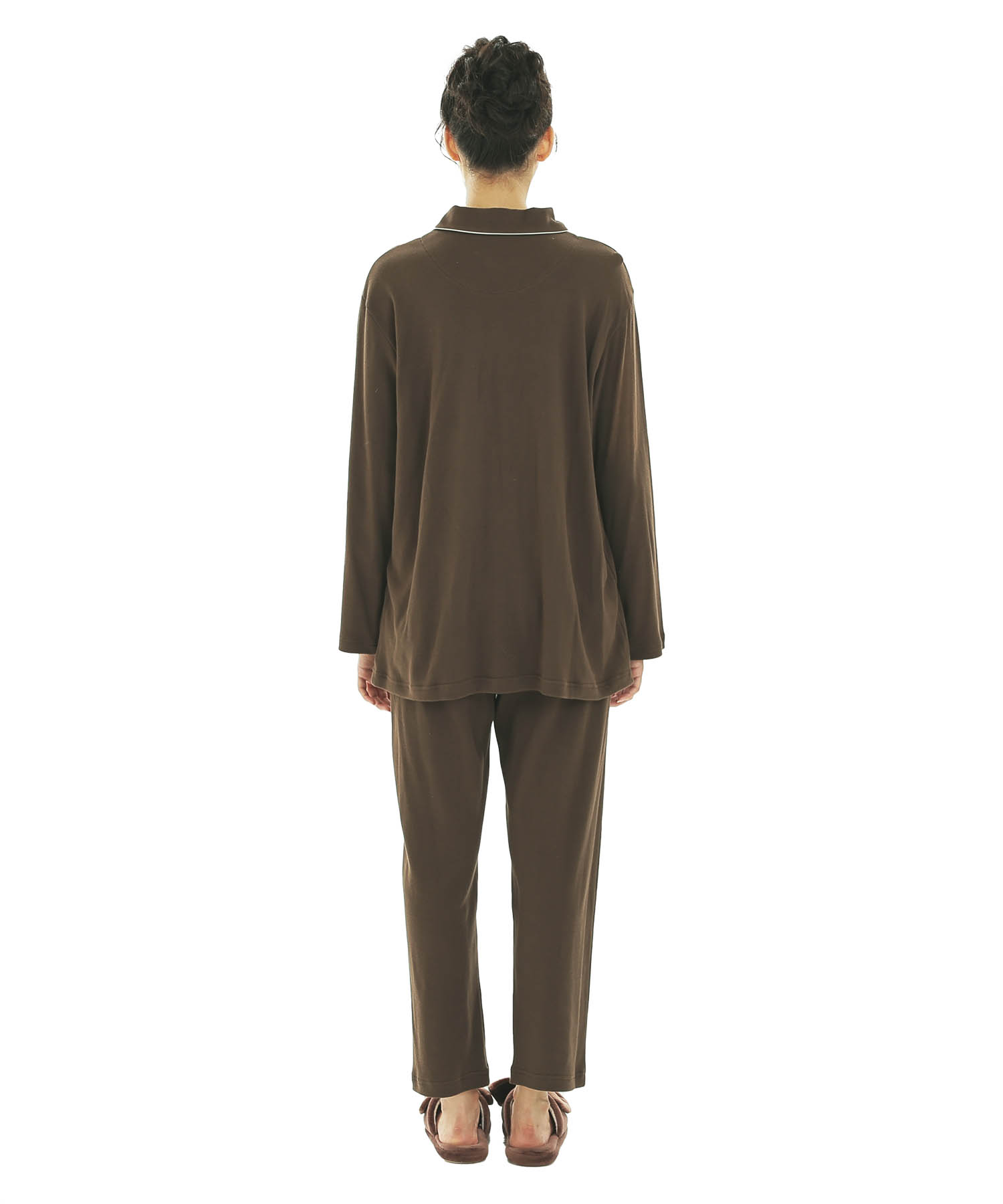 スムースムジシャツパジャマ_パジャマ&ルームウェア-セットアップ_ブラウン_6
