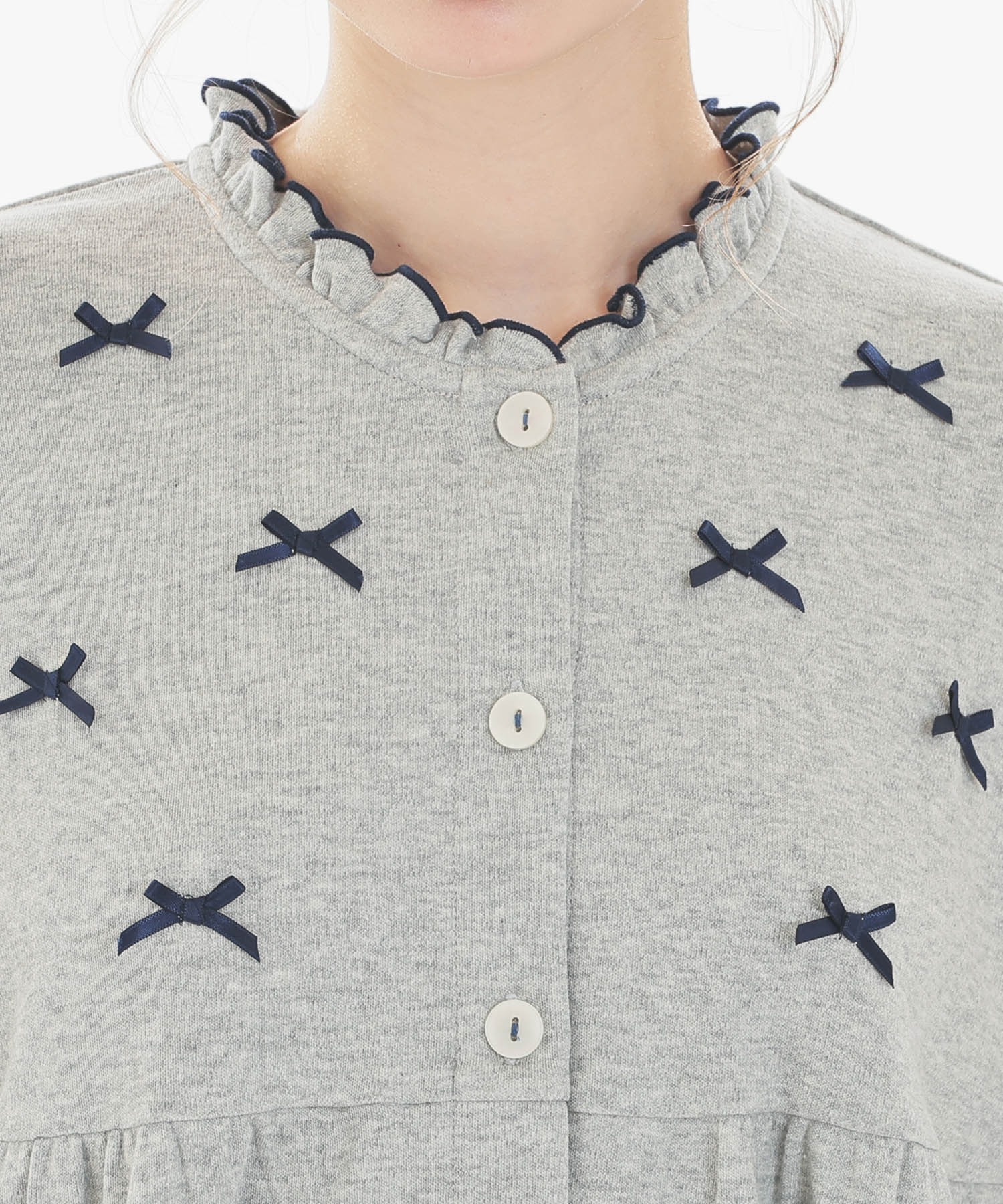 スムースムジリボンパジャマ_パジャマ&ルームウェア-セットアップ_グレー_3