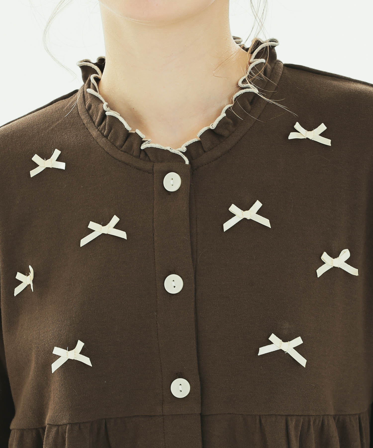 スムースムジリボンパジャマ_パジャマ&ルームウェア-セットアップ_ブラウン_3