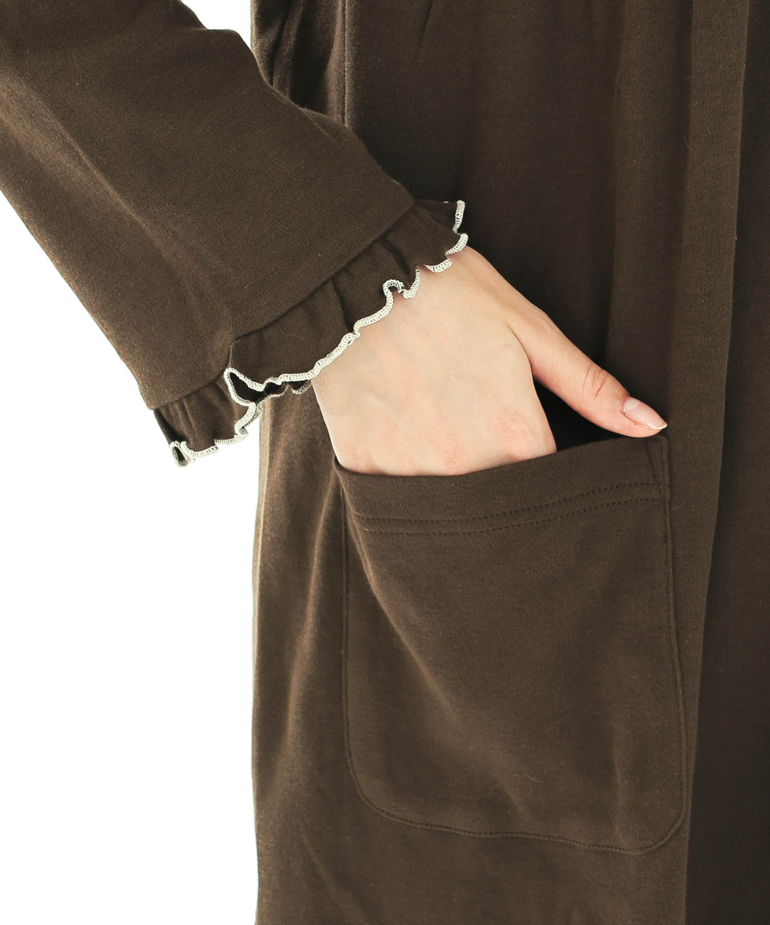 スムースムジリボンパジャマ_パジャマ&ルームウェア-セットアップ_ブラウン_4