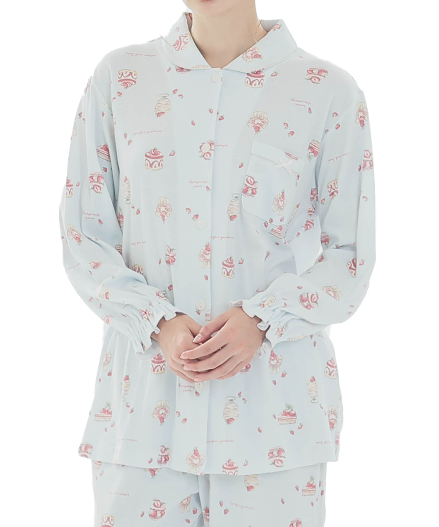 スムーススイーツシャツパジャマ_パジャマ&ルームウェア-セットアップ_ブルー_0