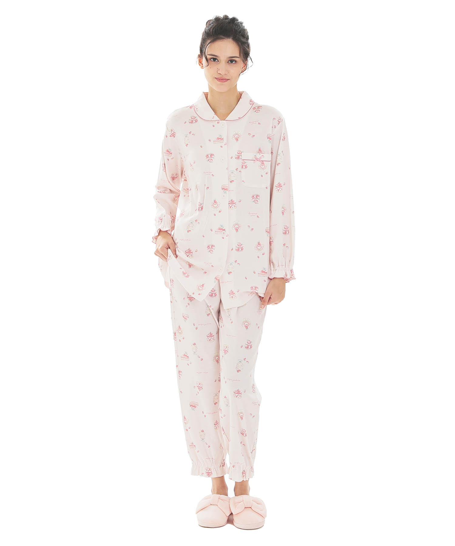 スムーススイーツシャツパジャマ_パジャマ&ルームウェア-セットアップ_ピンク_1