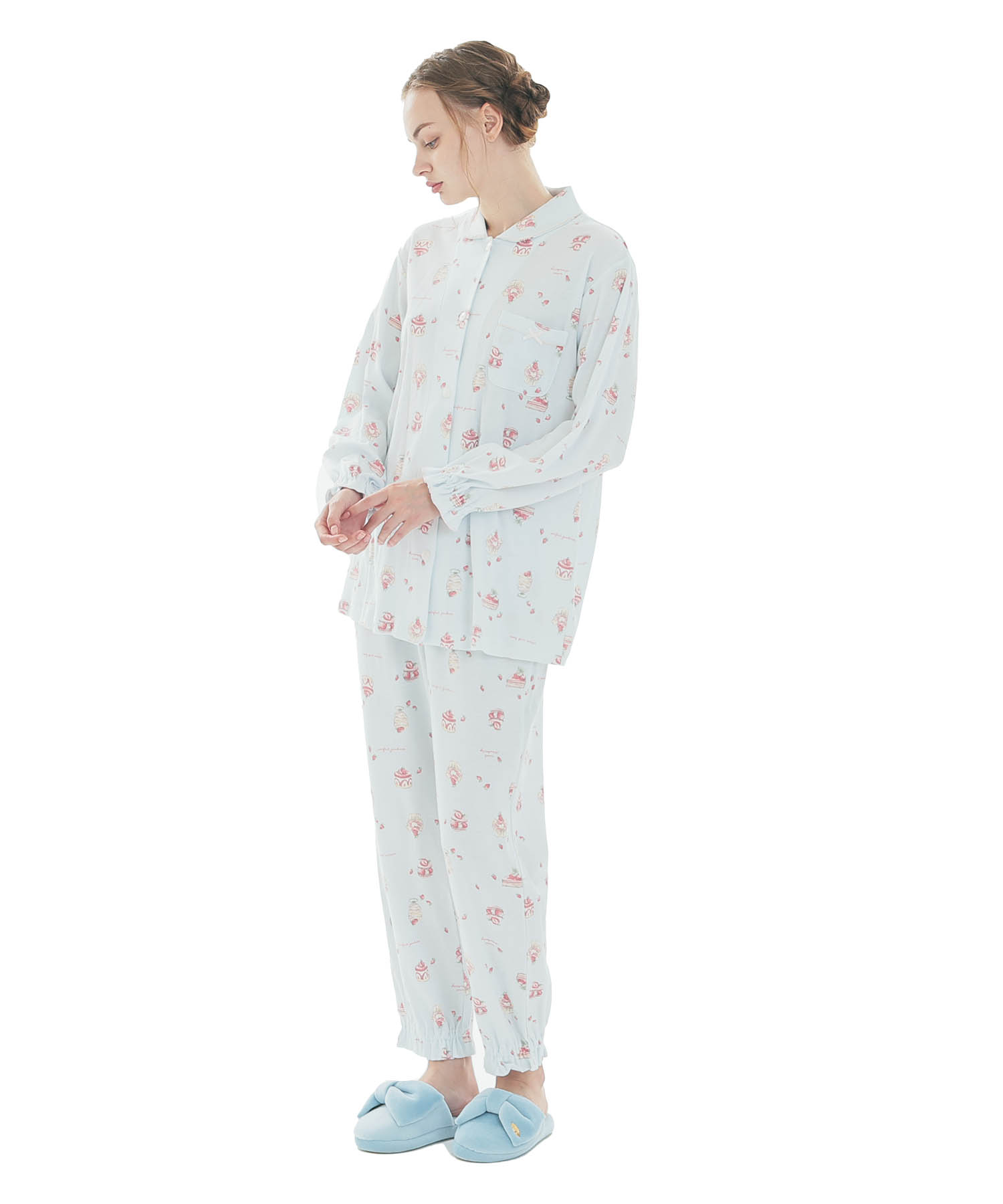 スムーススイーツシャツパジャマ_パジャマ&ルームウェア-セットアップ_ブルー_2
