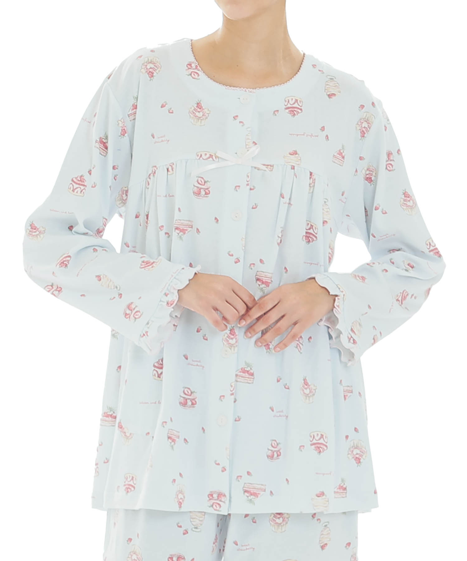 スムーススイーツギャザーパジャマ_パジャマ&ルームウェア-セットアップ_ブルー_0