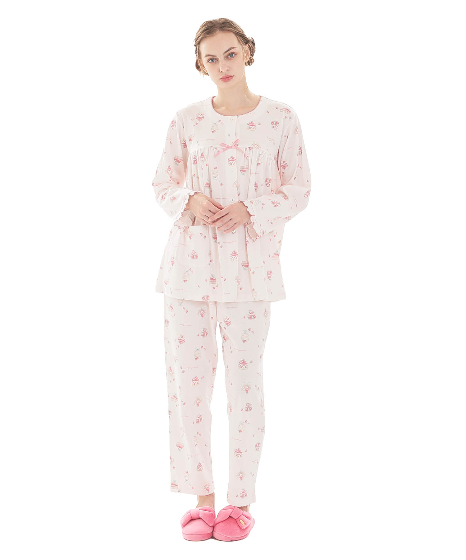 スムーススイーツギャザーパジャマ_パジャマ&ルームウェア-セットアップ_ピンク_1