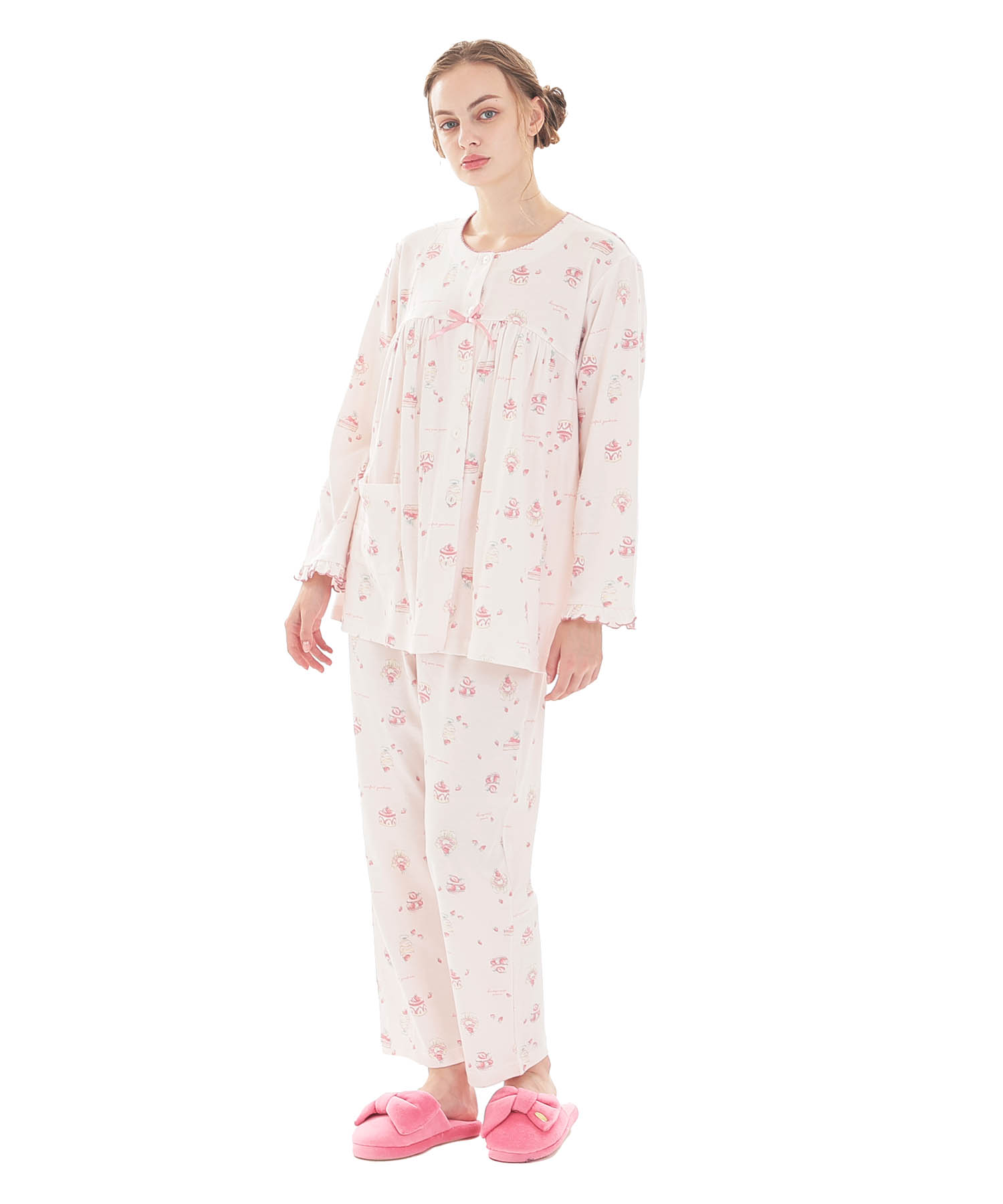 スムーススイーツギャザーパジャマ_パジャマ&ルームウェア-セットアップ_ピンク_2