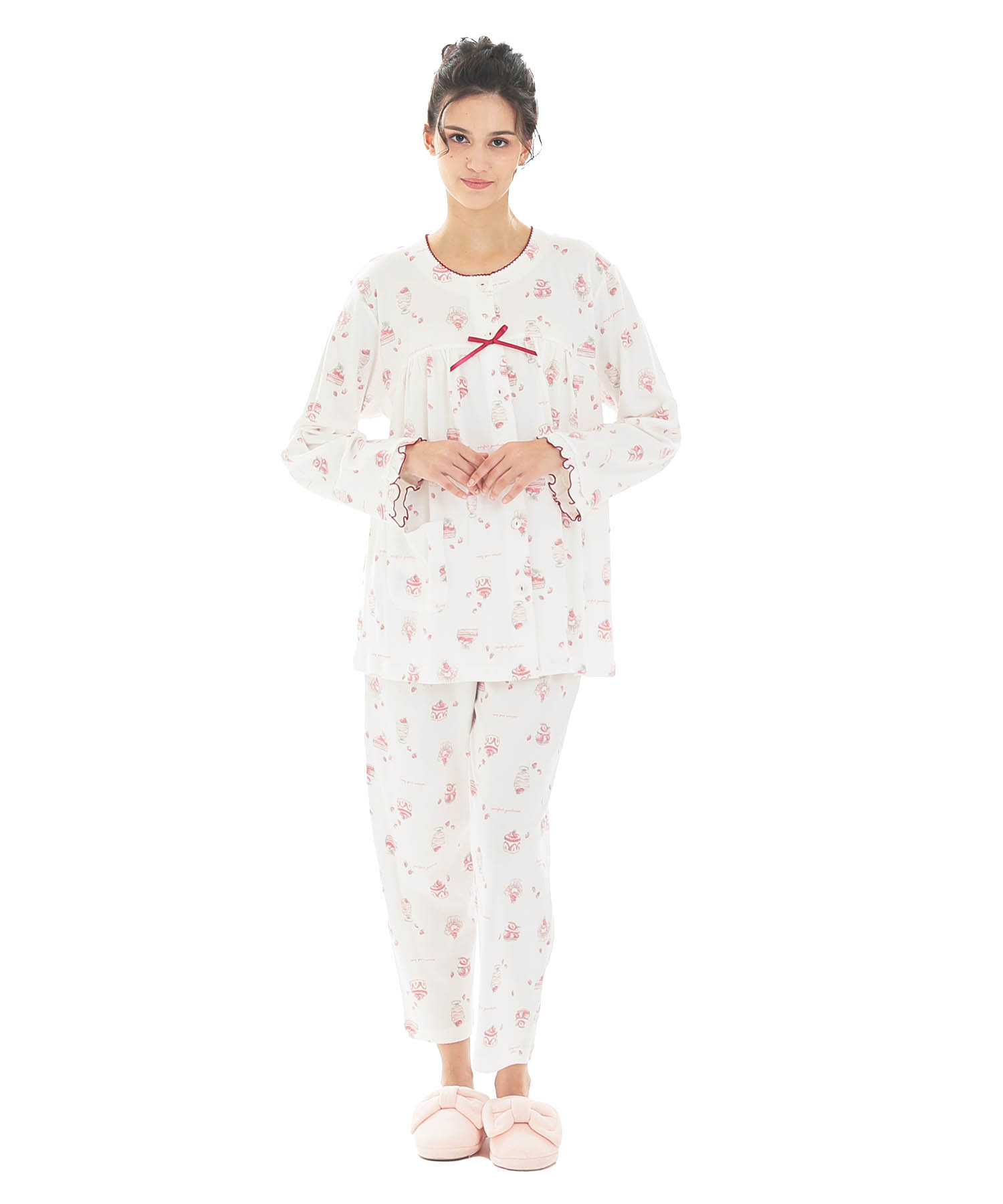 スムーススイーツギャザーパジャマ_パジャマ&ルームウェア-セットアップ_ホワイト_1