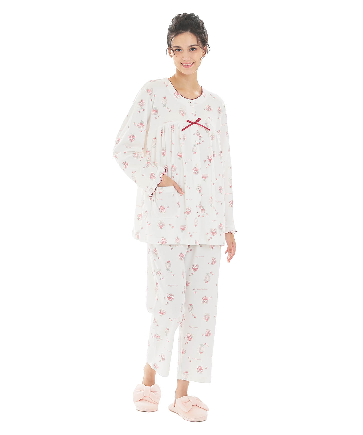 スムーススイーツギャザーパジャマ_パジャマ&ルームウェア-セットアップ_ホワイト_2