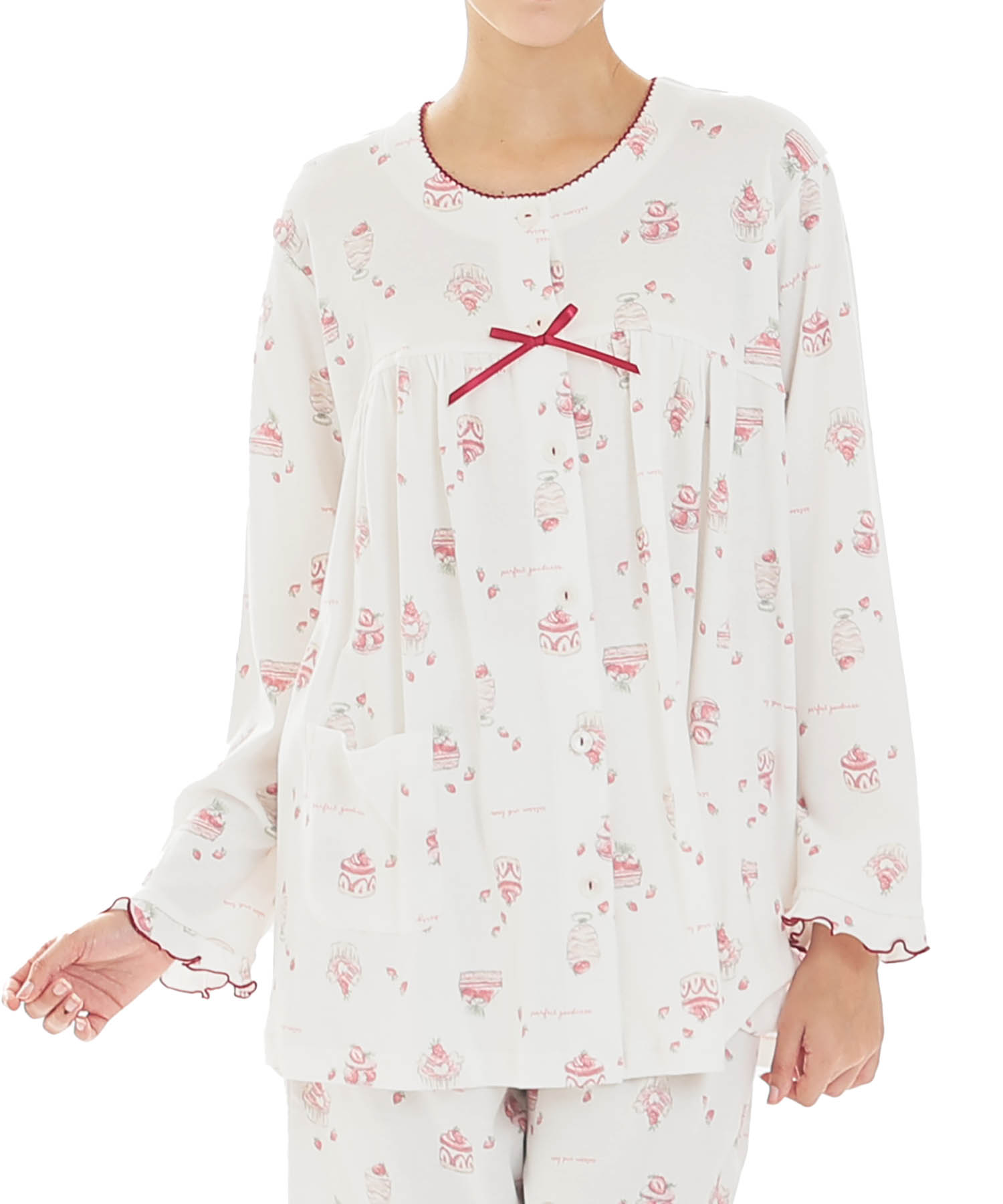 スムーススイーツギャザーパジャマ_パジャマ&ルームウェア-セットアップ_ホワイト_0