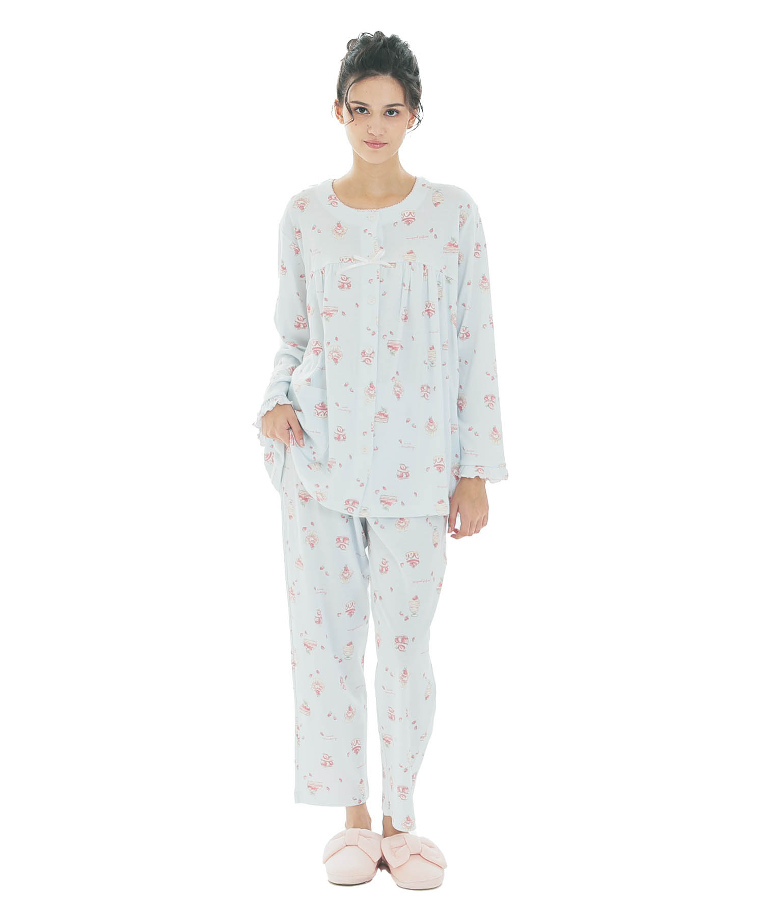 スムーススイーツギャザーパジャマ_パジャマ&ルームウェア-セットアップ_ブルー_1