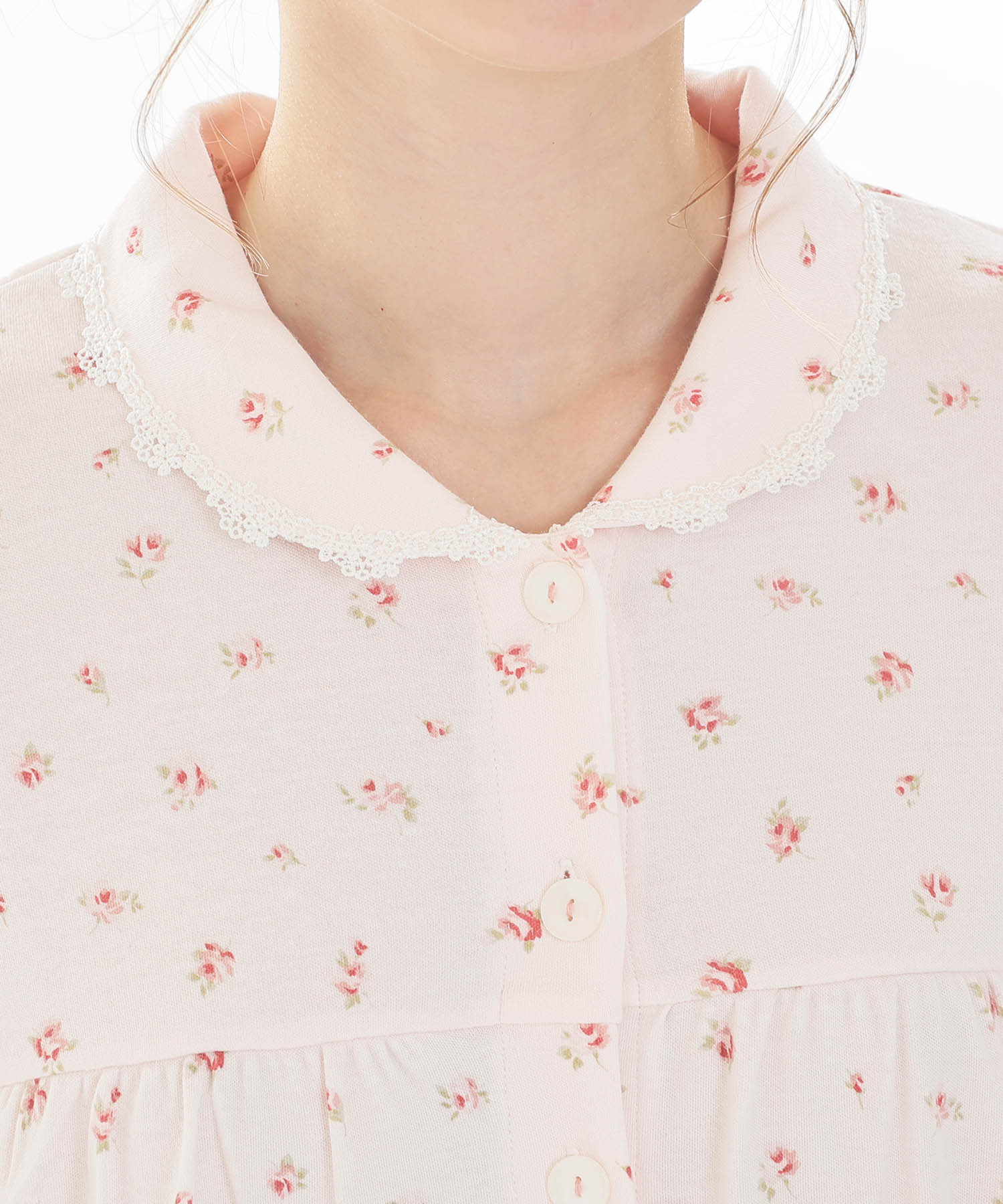 スムース小花ギャザーパジャマ_パジャマ&ルームウェア-セットアップ_ピンク_3