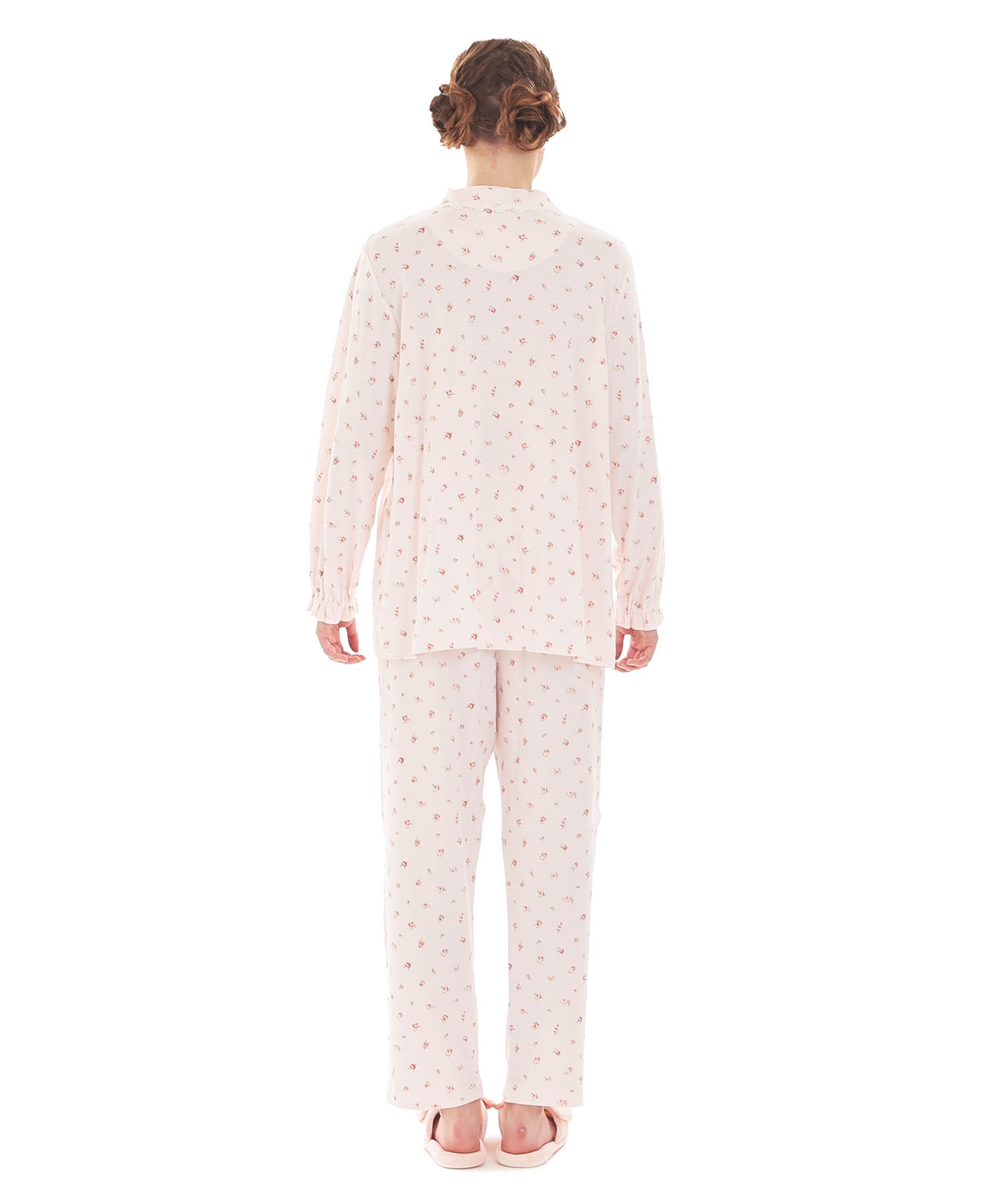 スムース小花ギャザーパジャマ_パジャマ&ルームウェア-セットアップ_ピンク_6