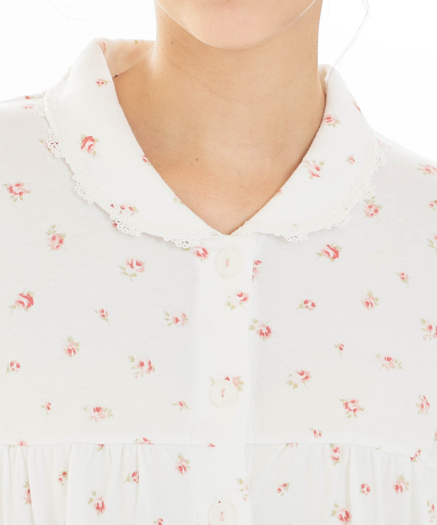 スムース小花ギャザーパジャマ_パジャマ&ルームウェア-セットアップ_ホワイト_3