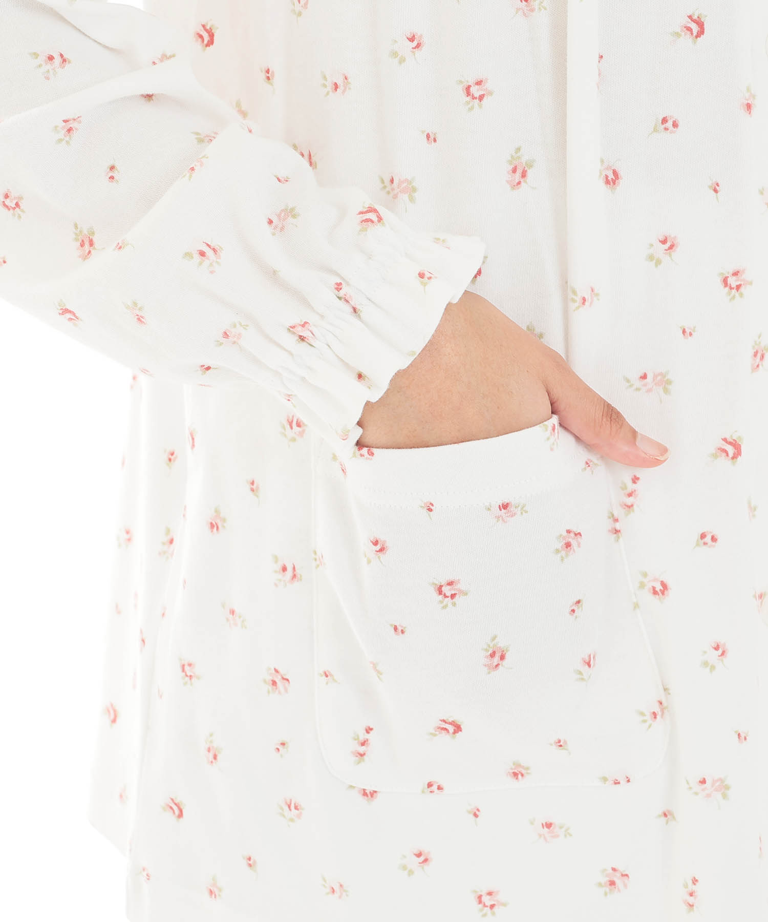 スムース小花ギャザーパジャマ_パジャマ&ルームウェア-セットアップ_ホワイト_4