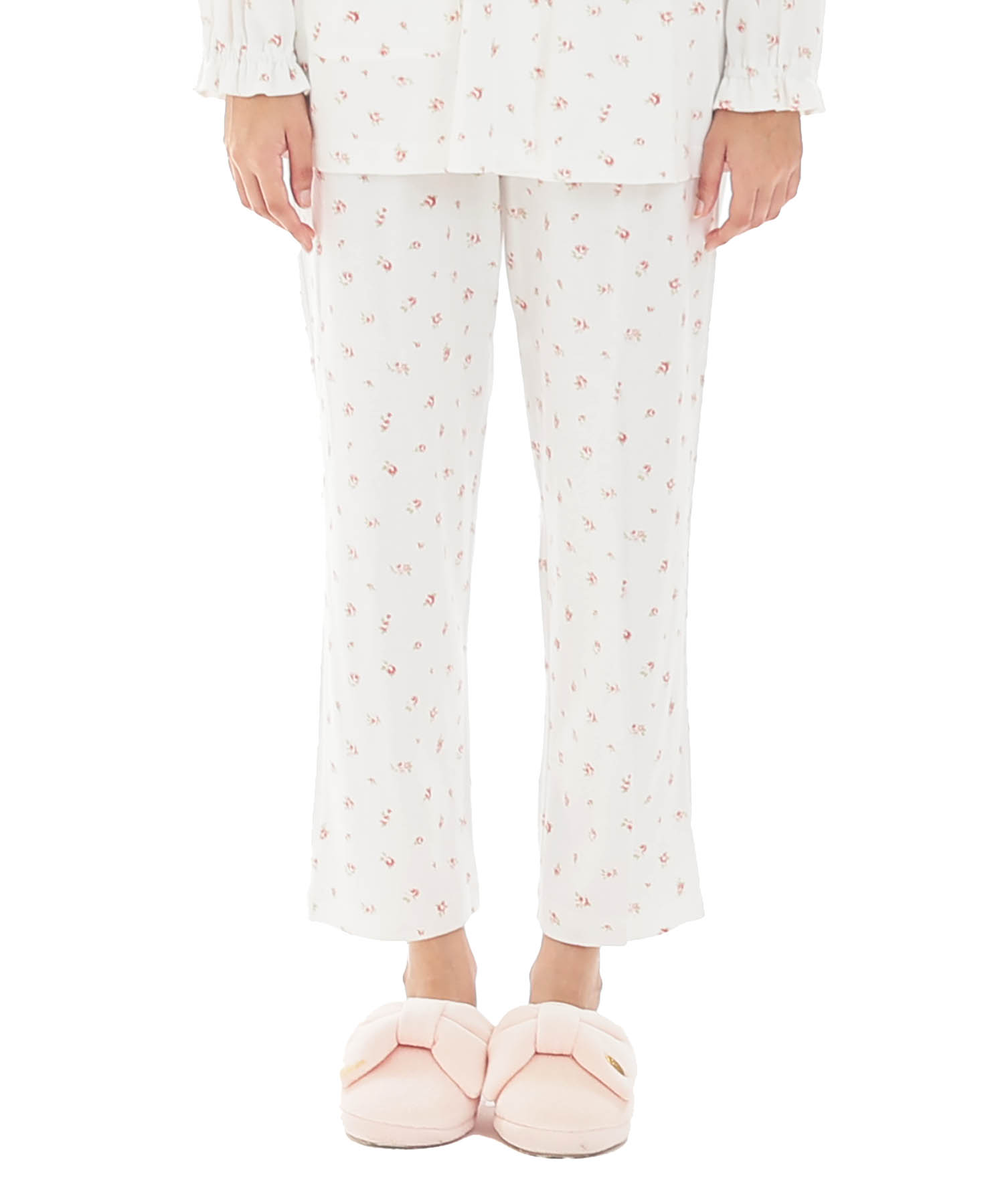 スムース小花ギャザーパジャマ_パジャマ&ルームウェア-セットアップ_ホワイト_5