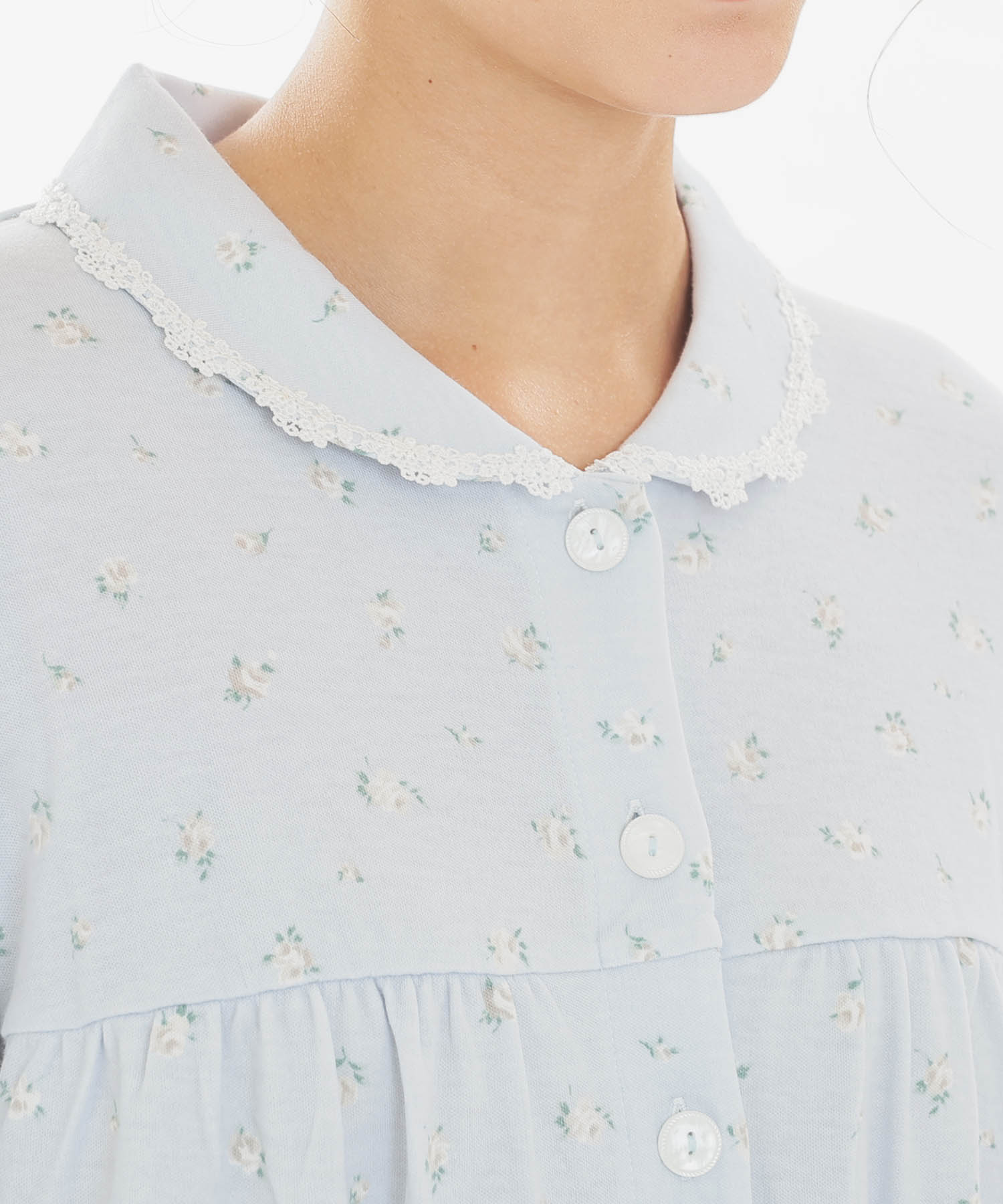 スムース小花ギャザーパジャマ_パジャマ&ルームウェア-セットアップ_ブルー_3