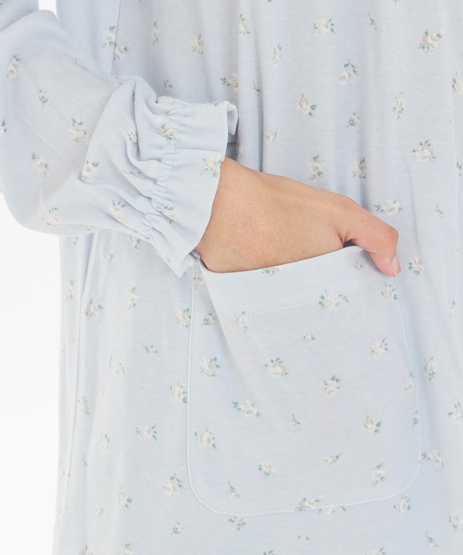 スムース小花ギャザーパジャマ_パジャマ&ルームウェア-セットアップ_ブルー_4