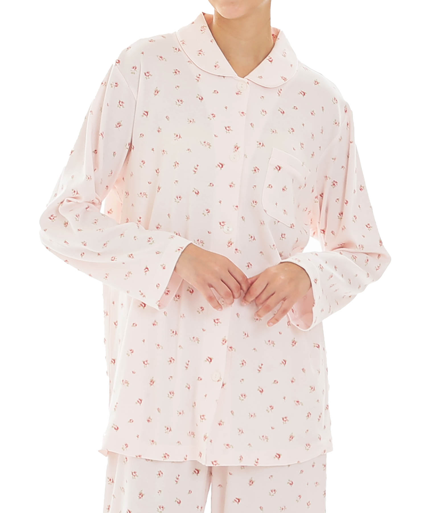 スムース小花シャツパジャマ