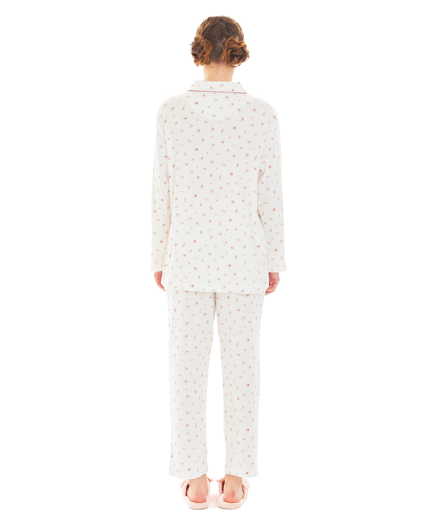 スムース小花シャツパジャマ_パジャマ&ルームウェア-セットアップ_ホワイト_6