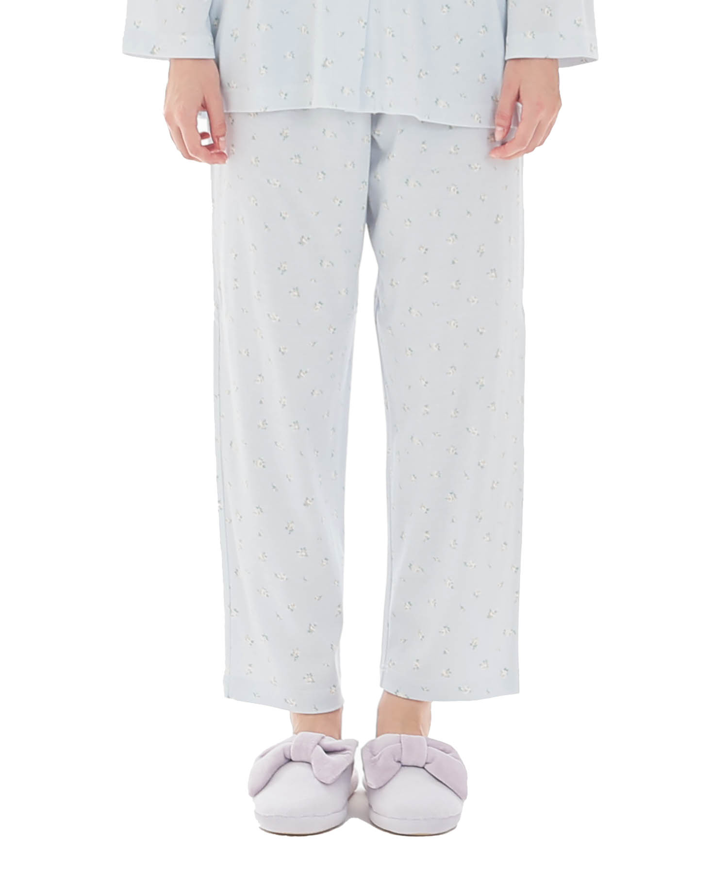 スムース小花シャツパジャマ_パジャマ&ルームウェア-セットアップ_ブルー_5