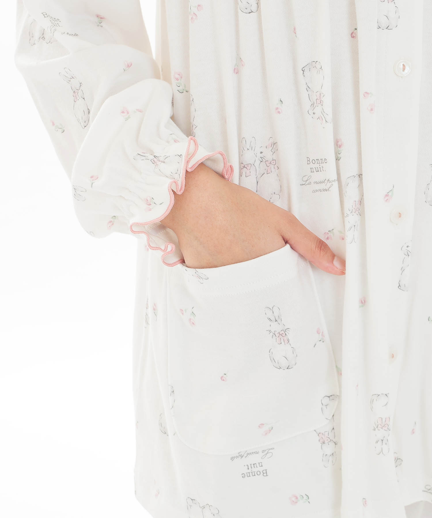 スムースうさぎローズフェミニンパジャマ_パジャマ&ルームウェア-セットアップ_ホワイト_5
