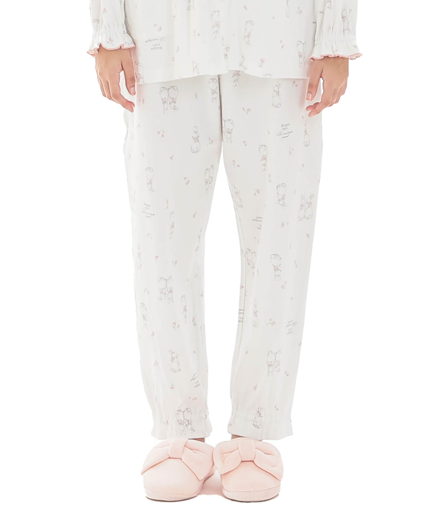 スムースうさぎローズフェミニンパジャマ_パジャマ&ルームウェア-セットアップ_ホワイト_6