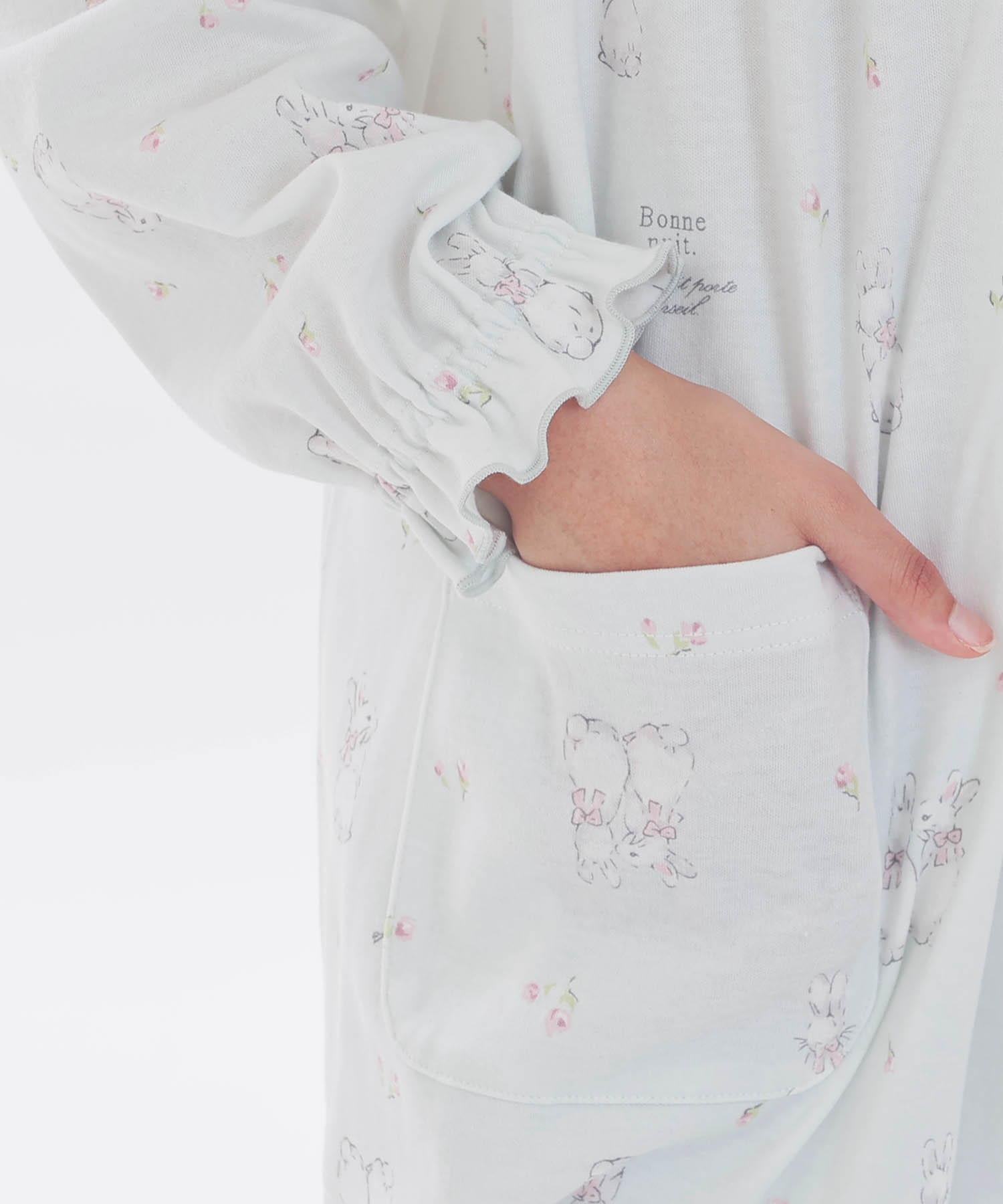 スムースうさぎローズフェミニンパジャマ_パジャマ&ルームウェア-セットアップ_ブルー_5