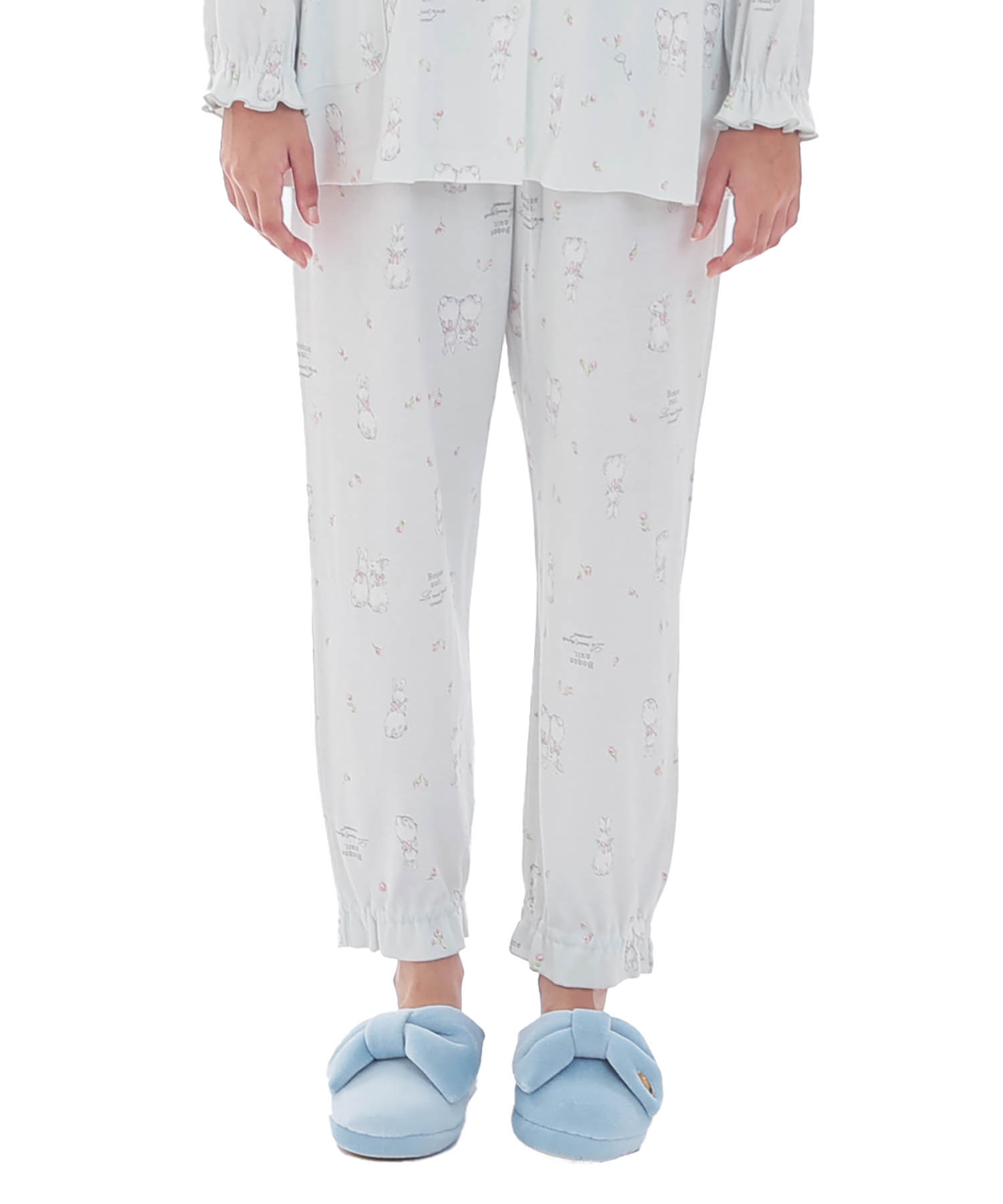 スムースうさぎローズフェミニンパジャマ_パジャマ&ルームウェア-セットアップ_ブルー_6