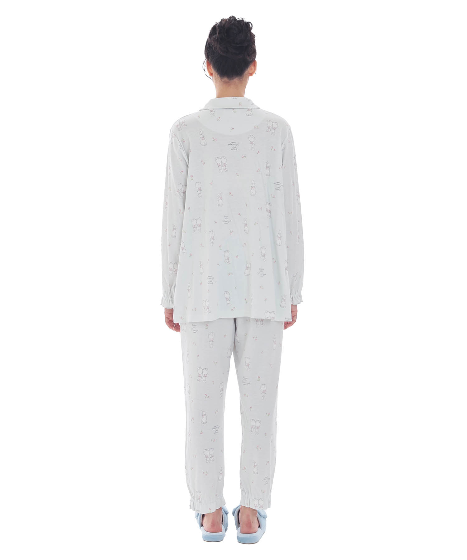 スムースうさぎローズフェミニンパジャマ_パジャマ&ルームウェア-セットアップ_ブルー_8