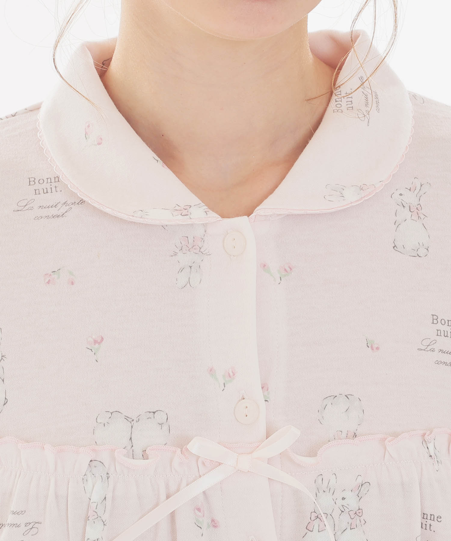 スムースうさぎローズフェミニンパジャマ_パジャマ&ルームウェア-セットアップ_ピンク_3