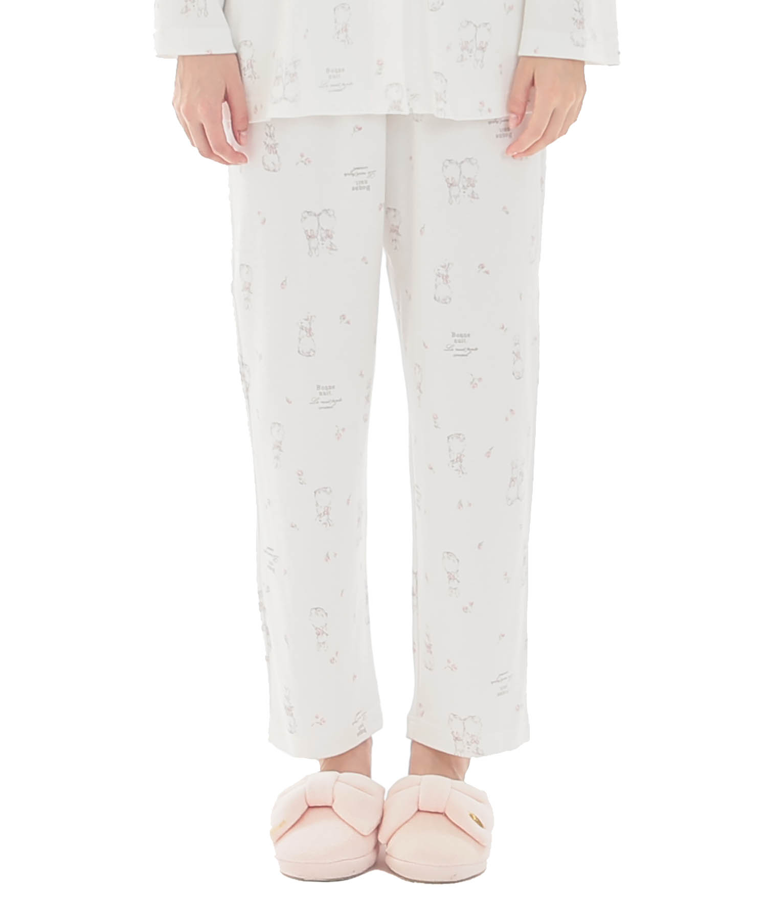 スムースうさぎローズシャツパジャマ_パジャマ&ルームウェア-セットアップ_ホワイト_5