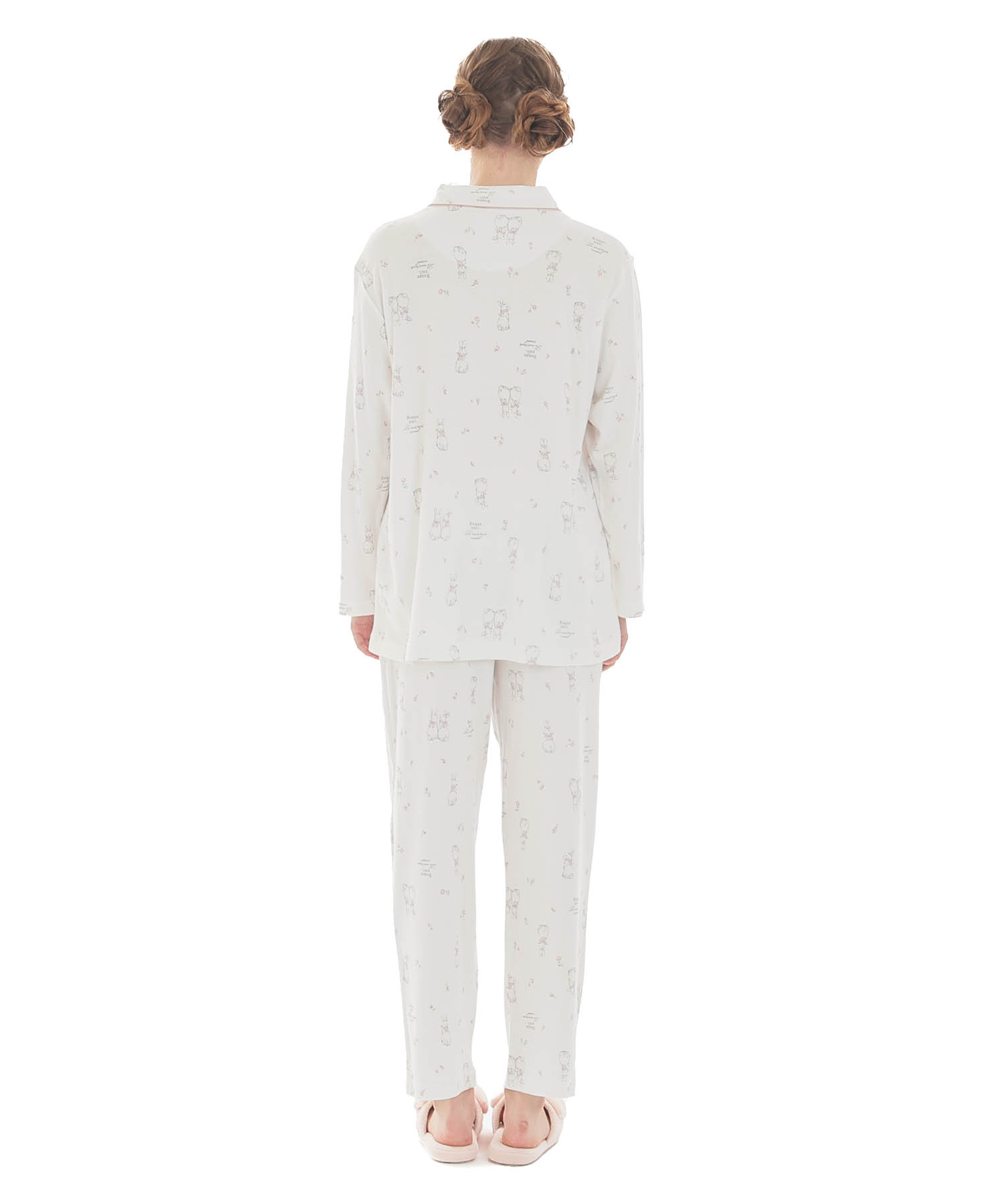 スムースうさぎローズシャツパジャマ_パジャマ&ルームウェア-セットアップ_ホワイト_6