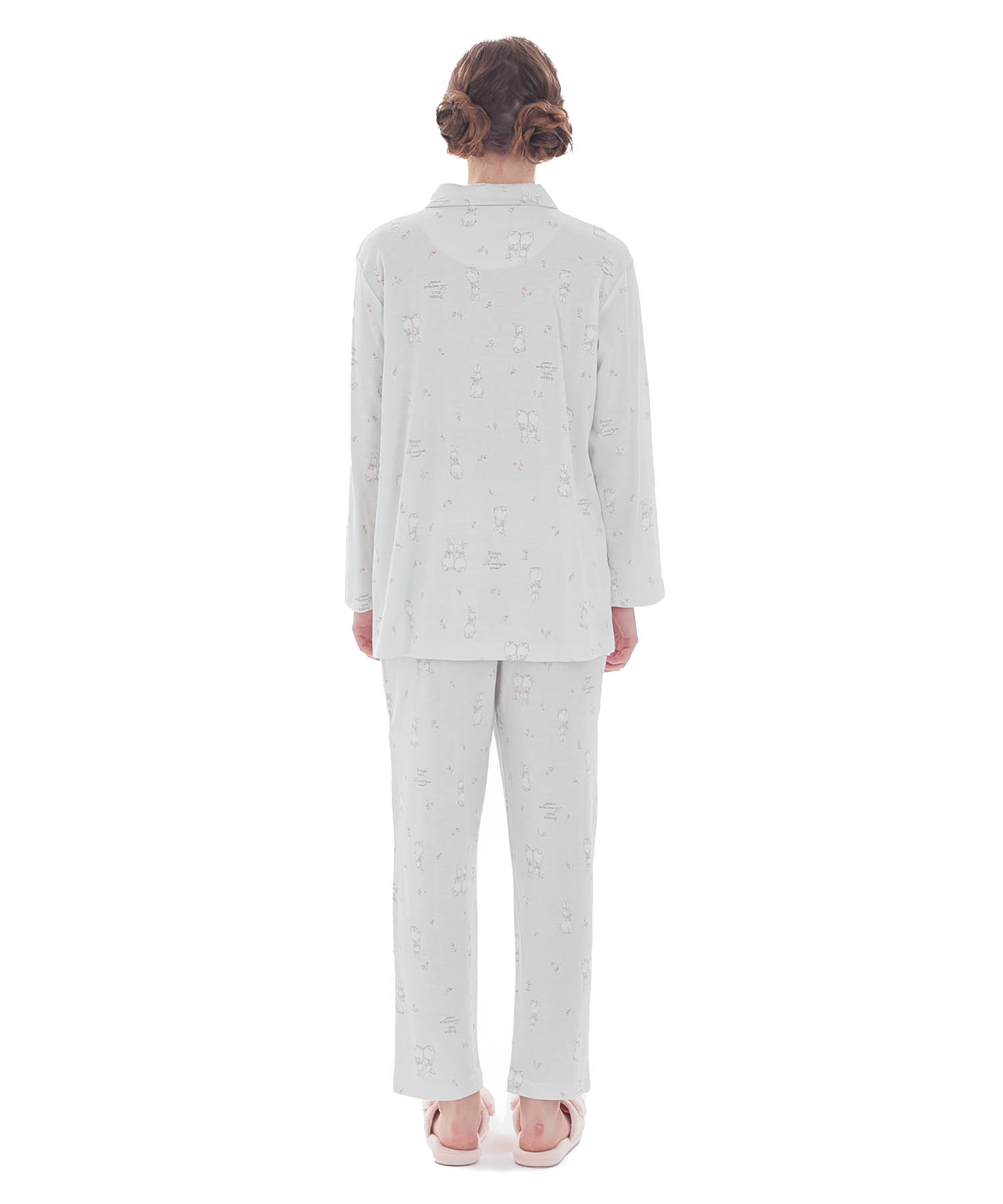 スムースうさぎローズシャツパジャマ_パジャマ&ルームウェア-セットアップ_ブルー_6