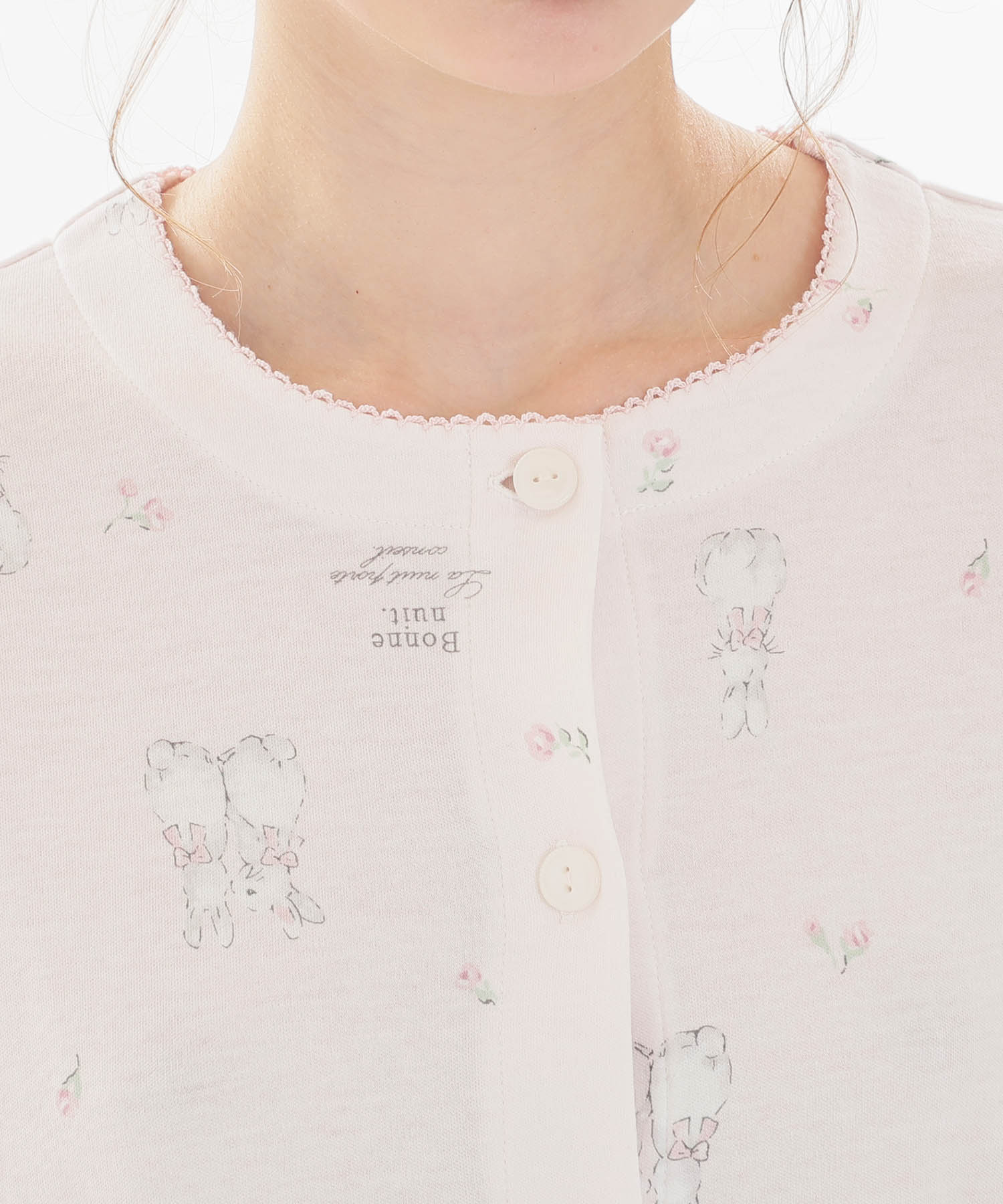 スムースうさぎローズペプラムパジャマ_パジャマ&ルームウェア-セットアップ_ピンク_3