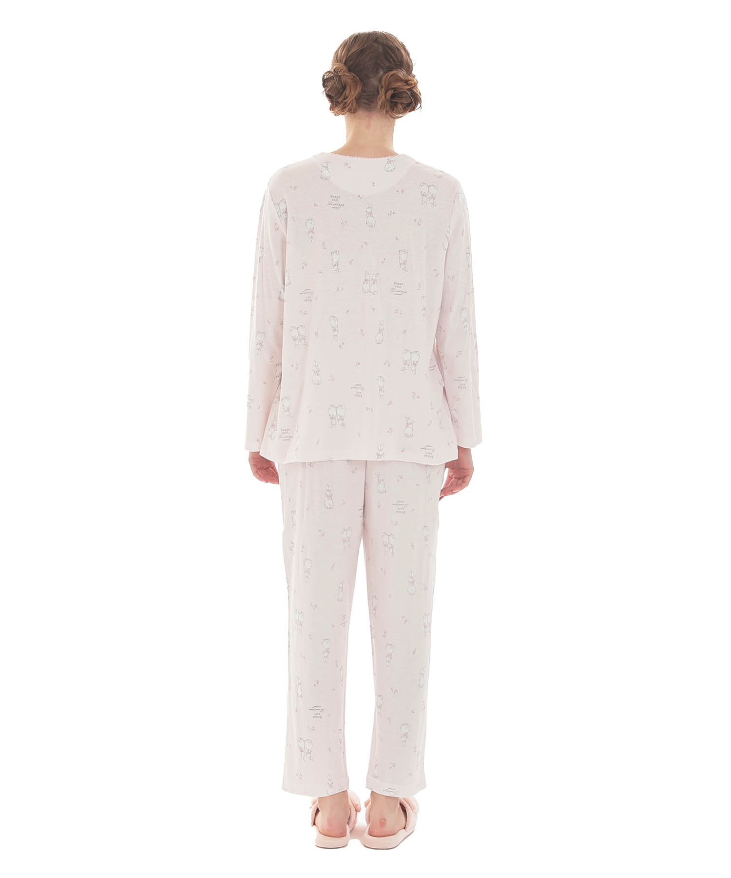 スムースうさぎローズペプラムパジャマ_パジャマ&ルームウェア-セットアップ_ピンク_6