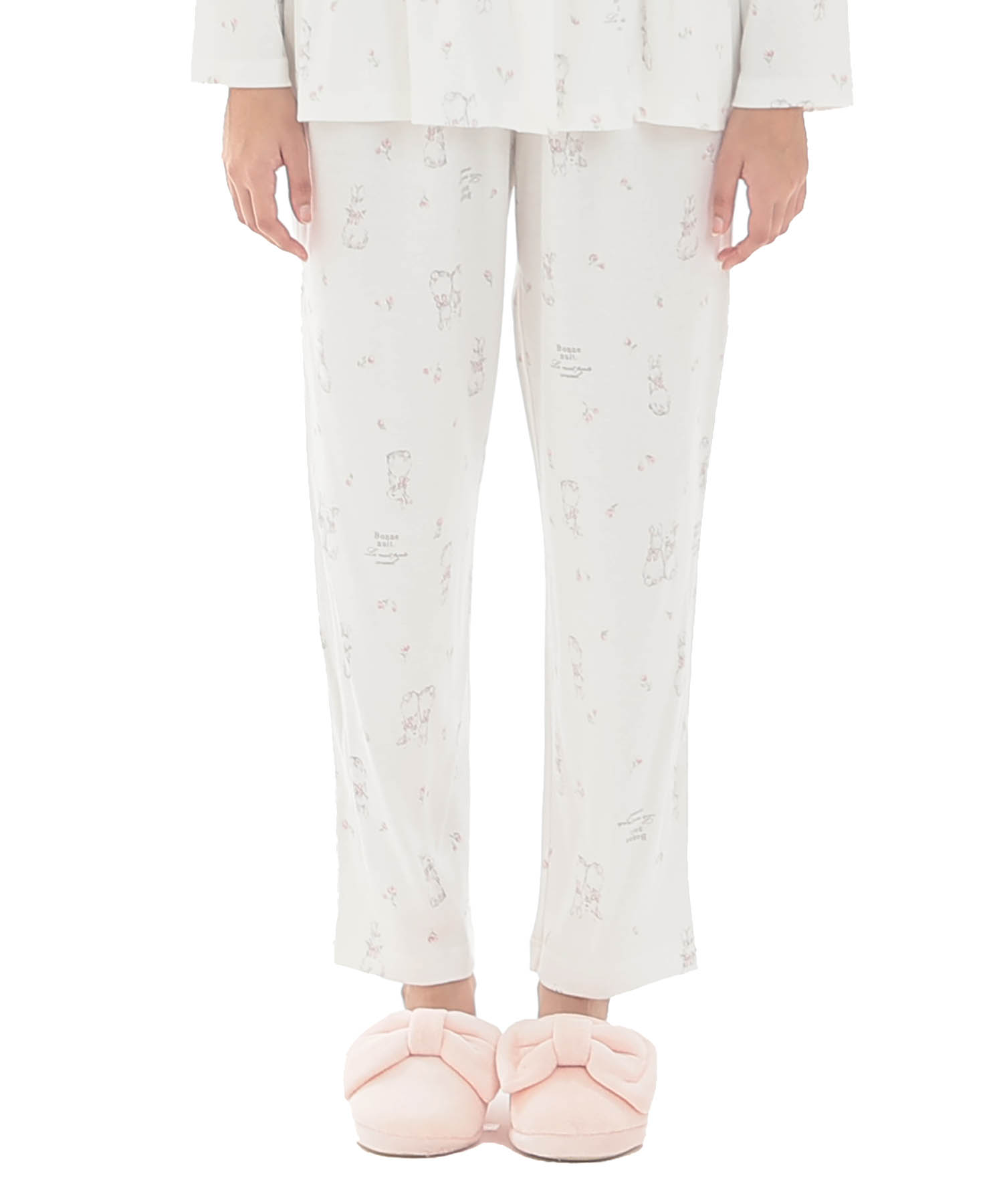 スムースうさぎローズペプラムパジャマ_パジャマ&ルームウェア-セットアップ_ホワイト_5