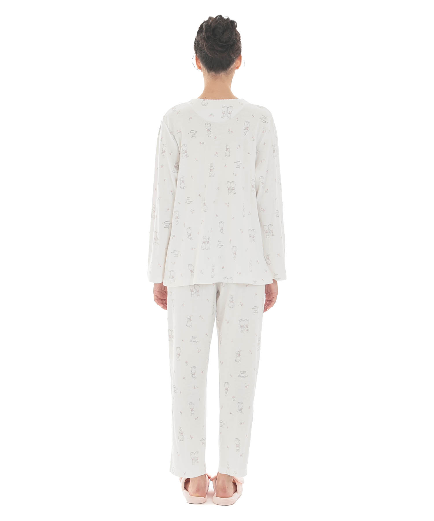スムースうさぎローズペプラムパジャマ_パジャマ&ルームウェア-セットアップ_ホワイト_6