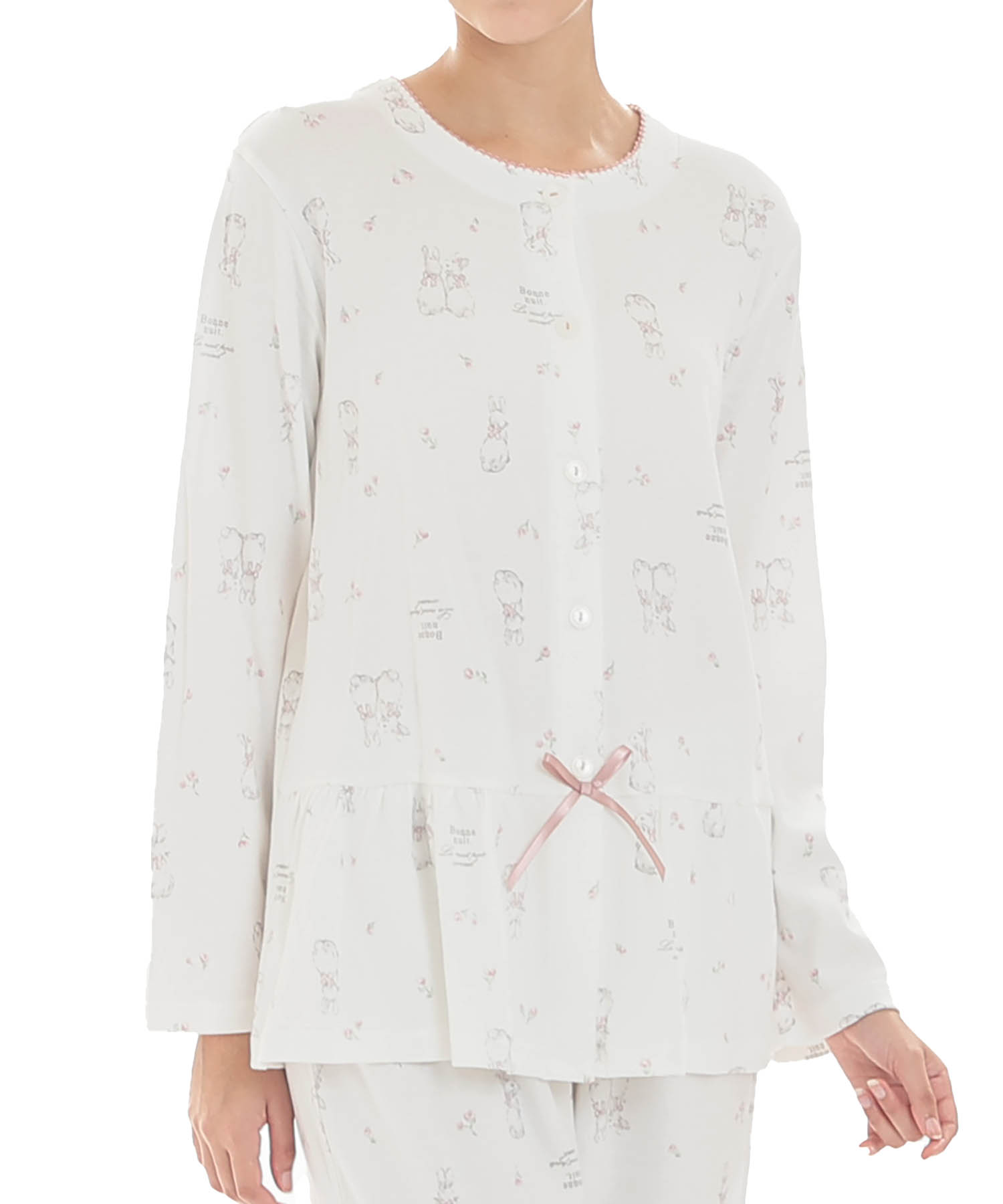 スムースうさぎローズペプラムパジャマ